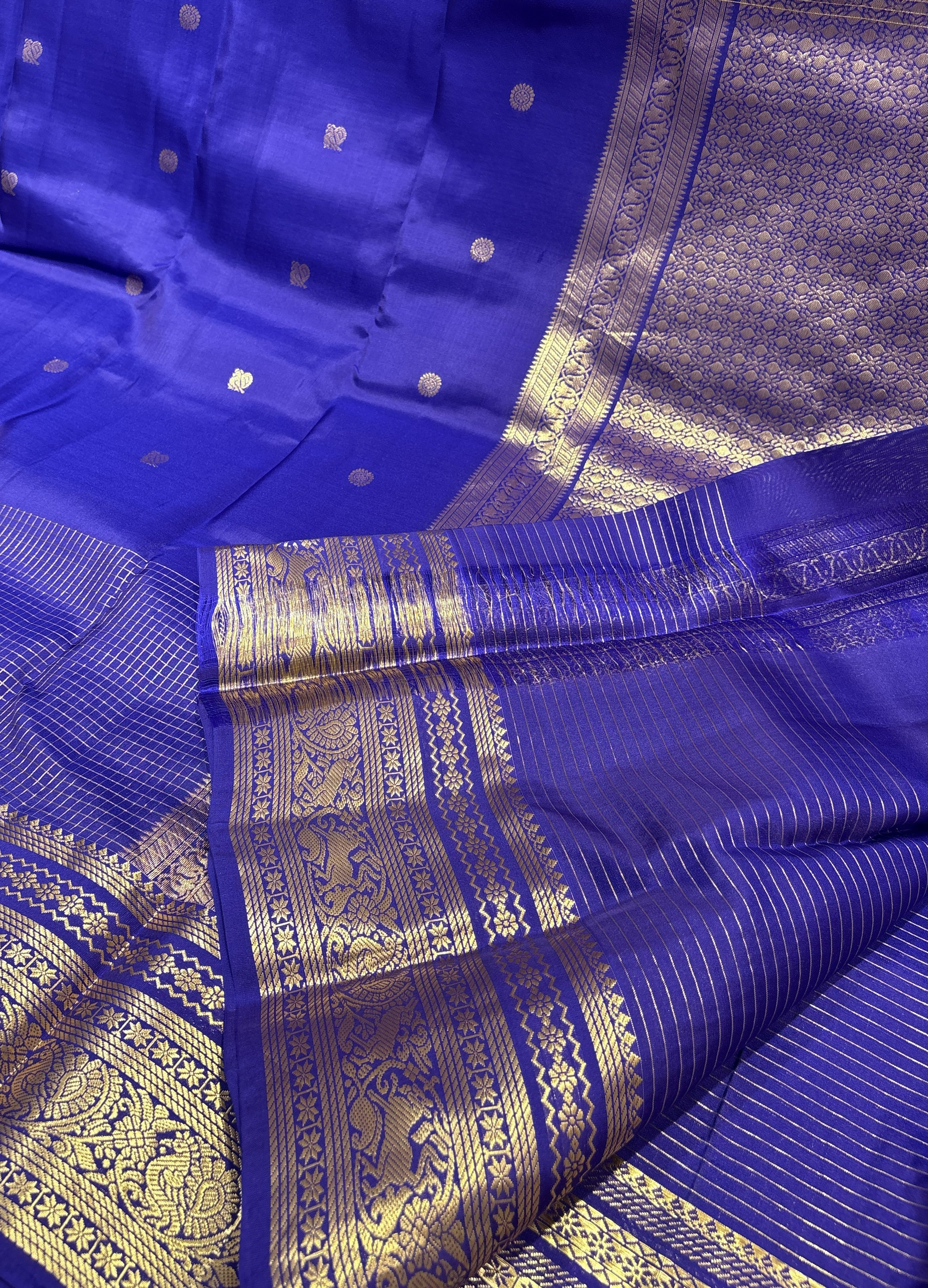Premium Blue(self) Semi-Kanjivaram Saree