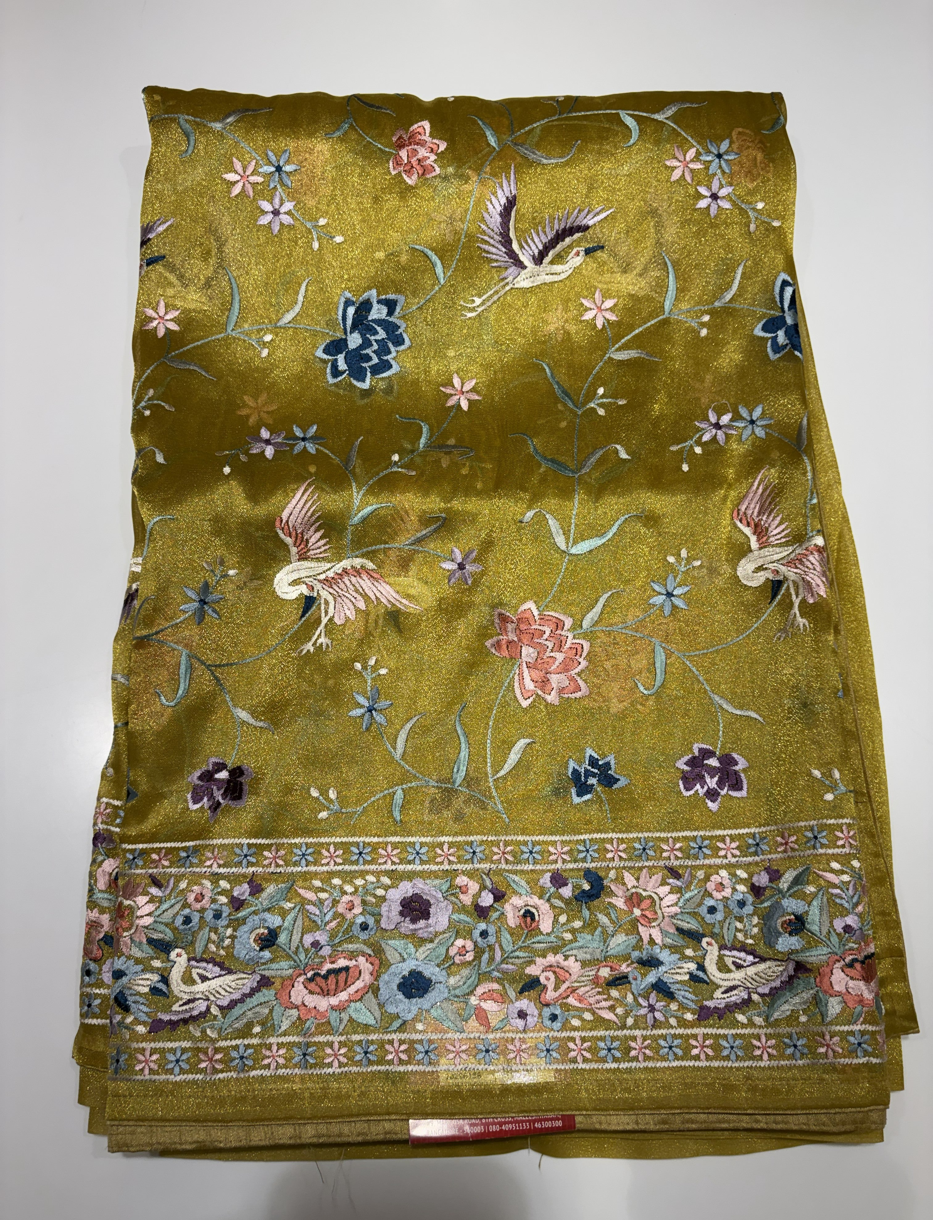 Olive Green Lightweight Organza Saree with Designer Thread Work Border