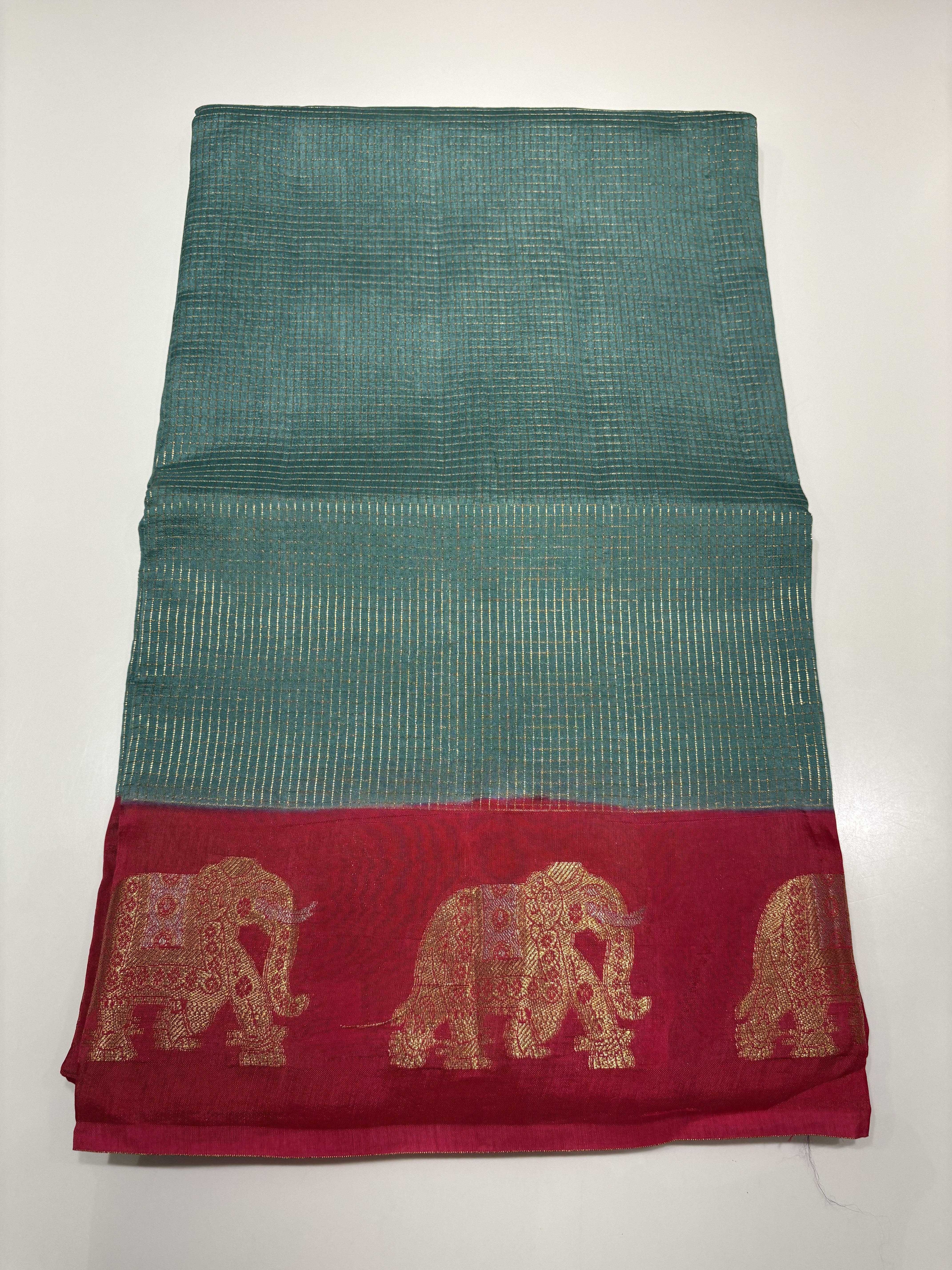 Beautiful Grey Fancy Saree With Red Contrast