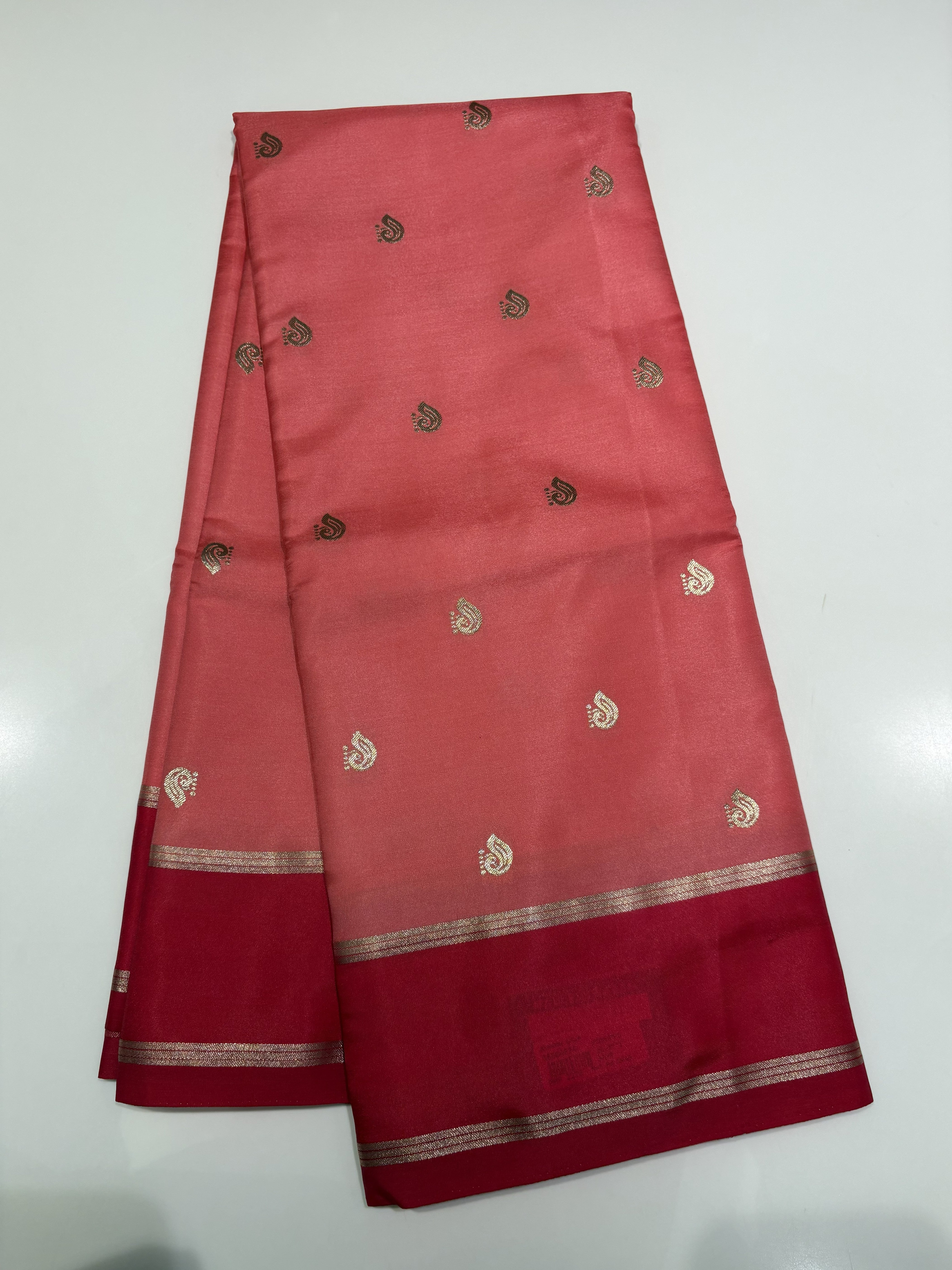 Elegant Pale Pink  Raw Silk Saree With Dark Pink Contrast