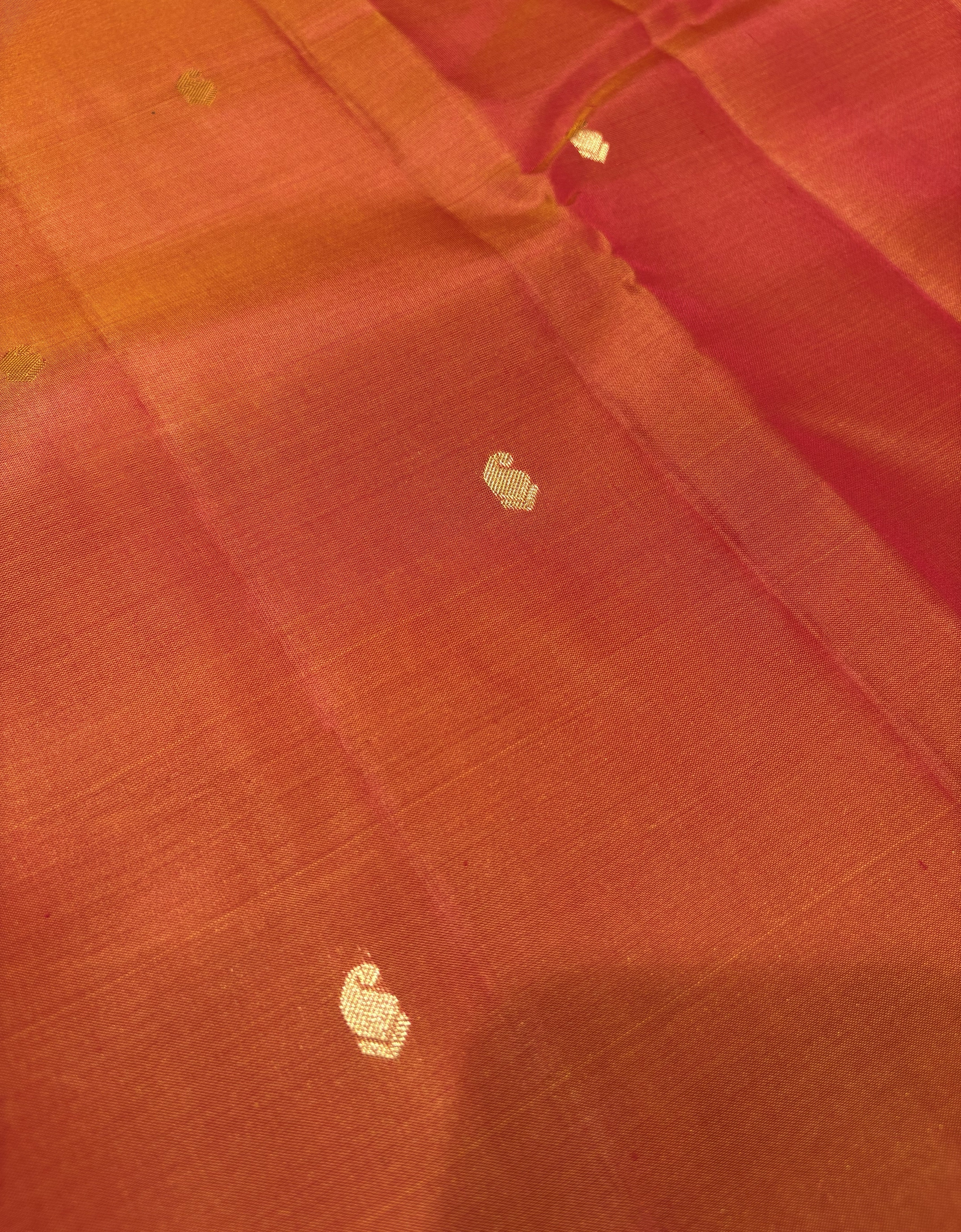 Elegant Orange Pure Kanchipuram Silk Saree with Rani Pink Contrast