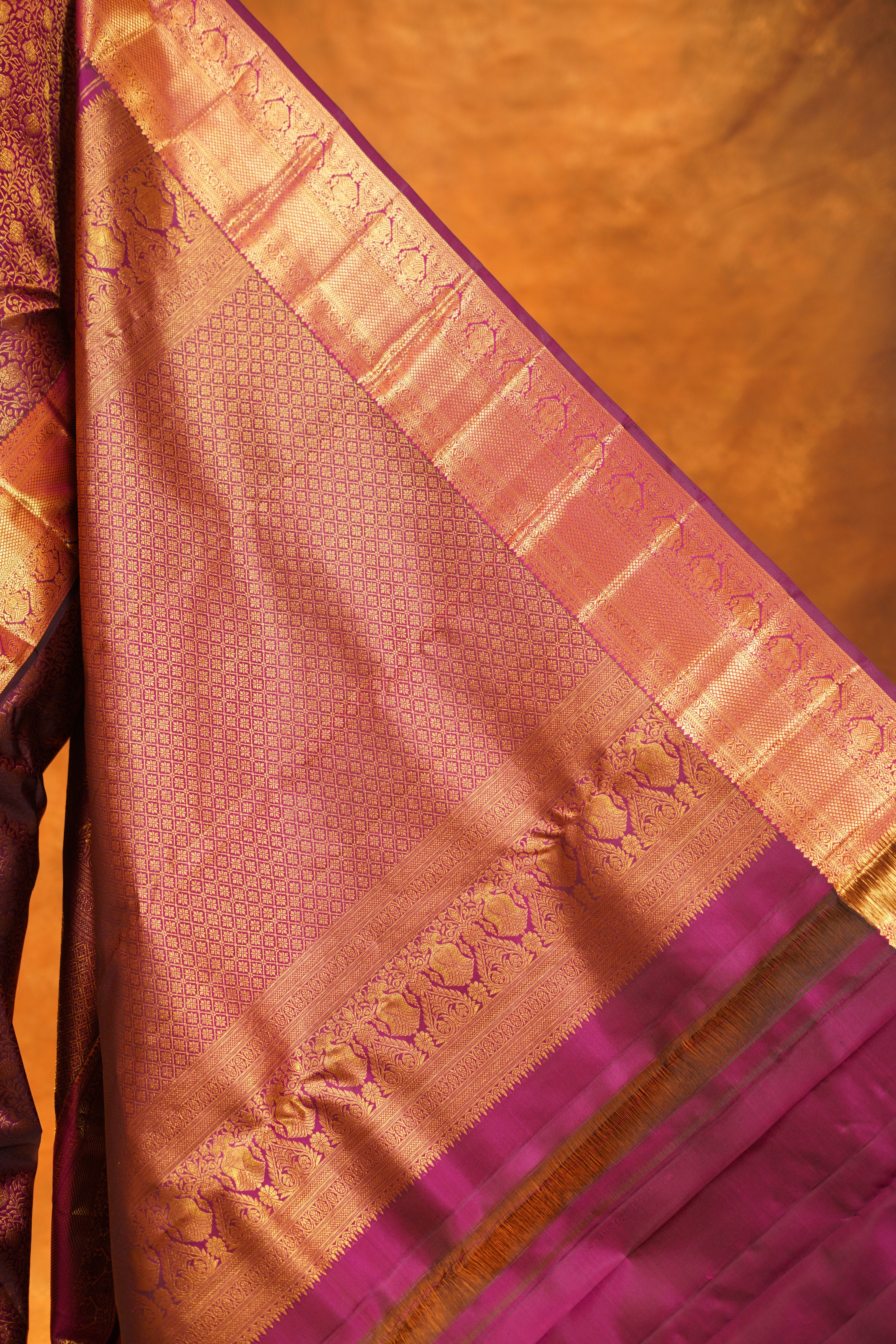 Wine colour Pure Kanjivaram Silk Saree