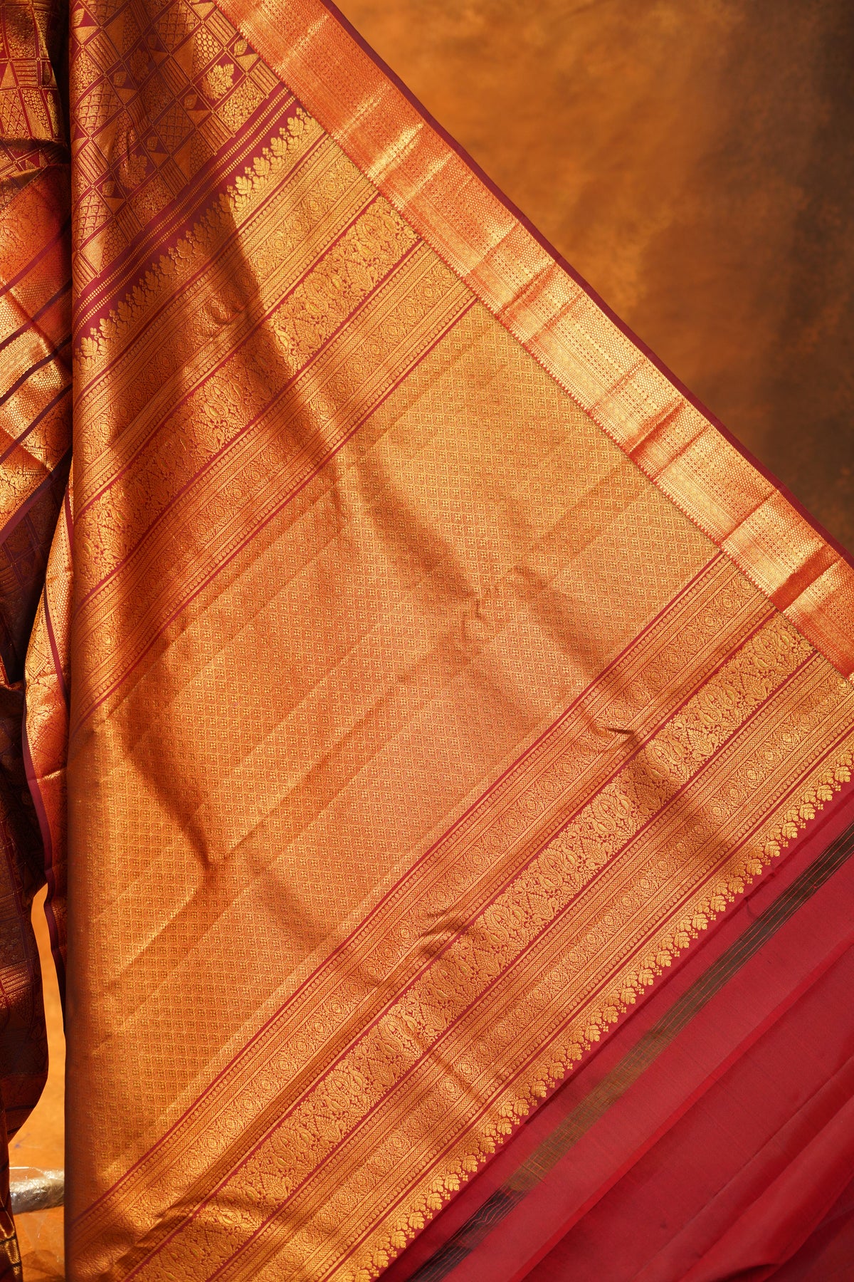 Maroon colour Pure Kanjivaram Silk Saree