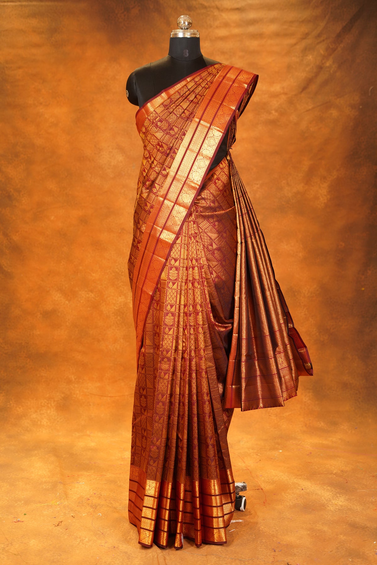 Maroon colour Pure Kanjivaram Silk Saree