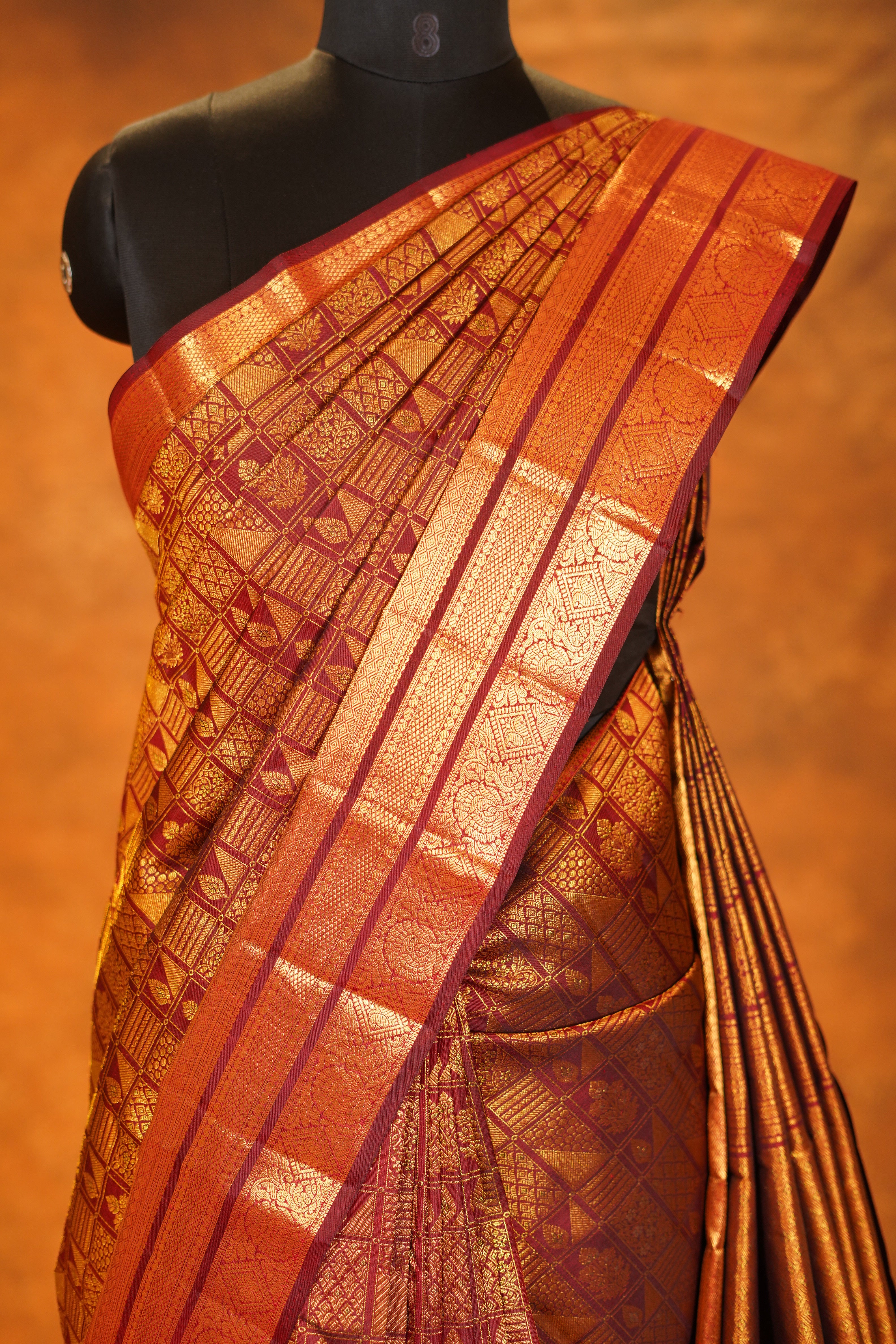 Maroon colour Pure Kanjivaram Silk Saree