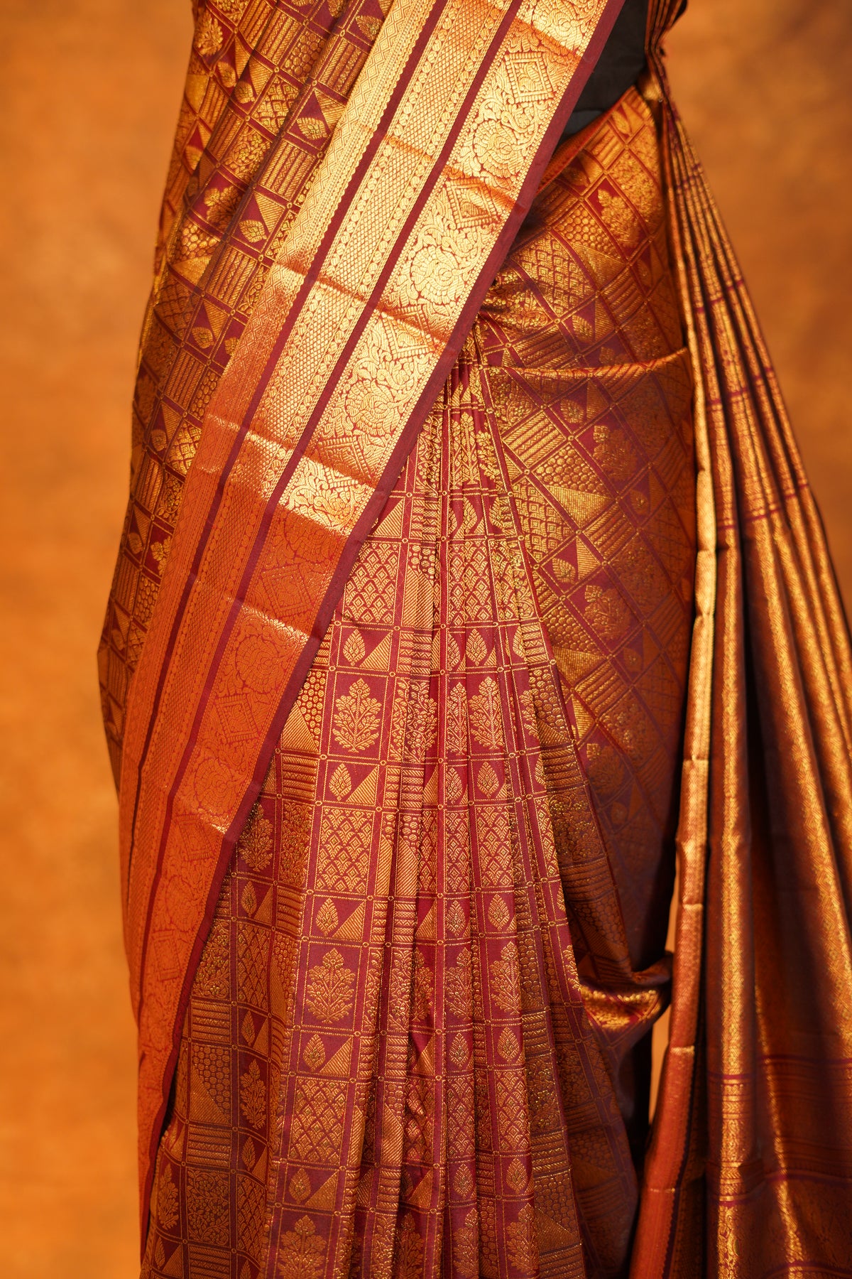 Maroon colour Pure Kanjivaram Silk Saree