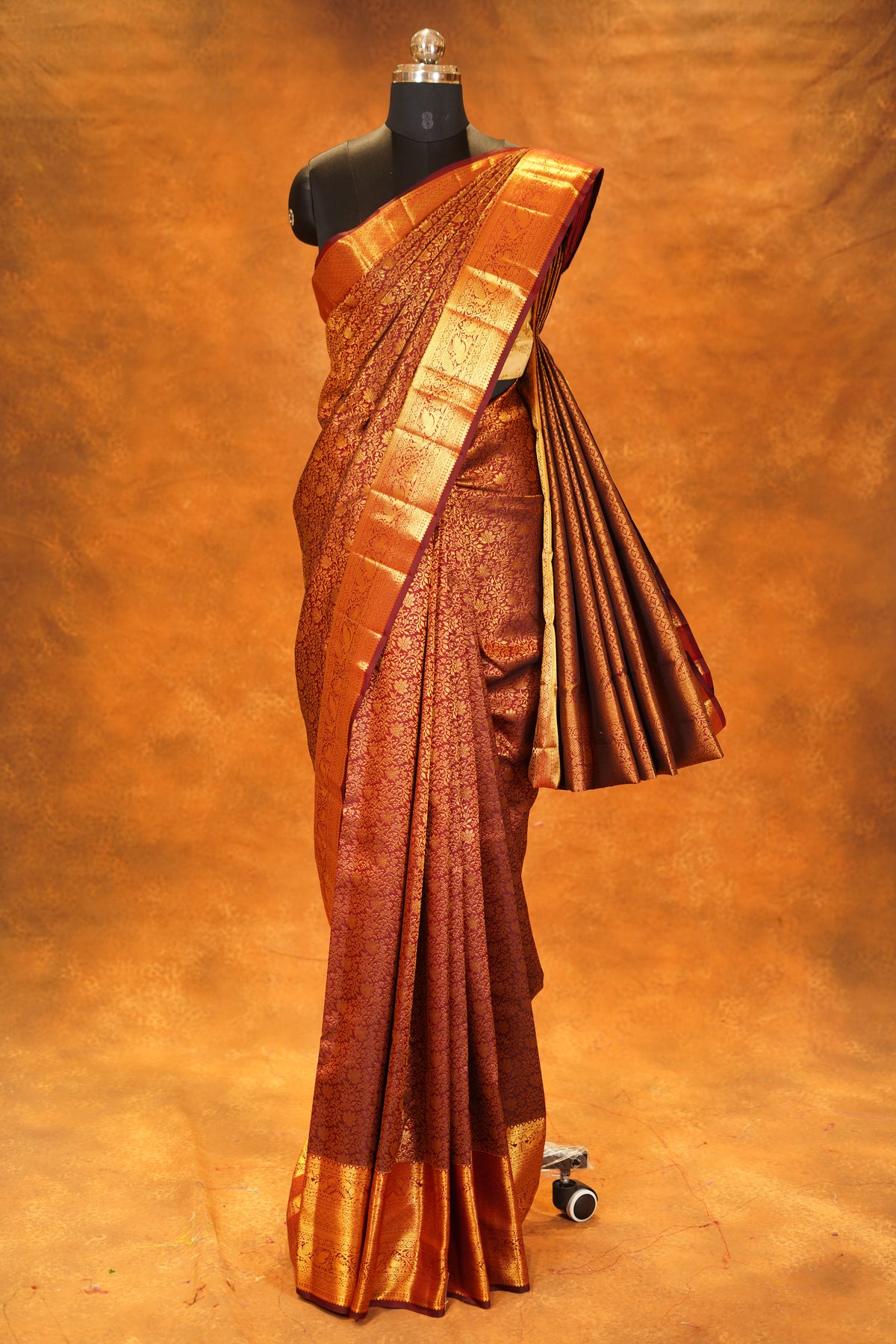 Maroon colour Pure Kanjivaram Silk Saree