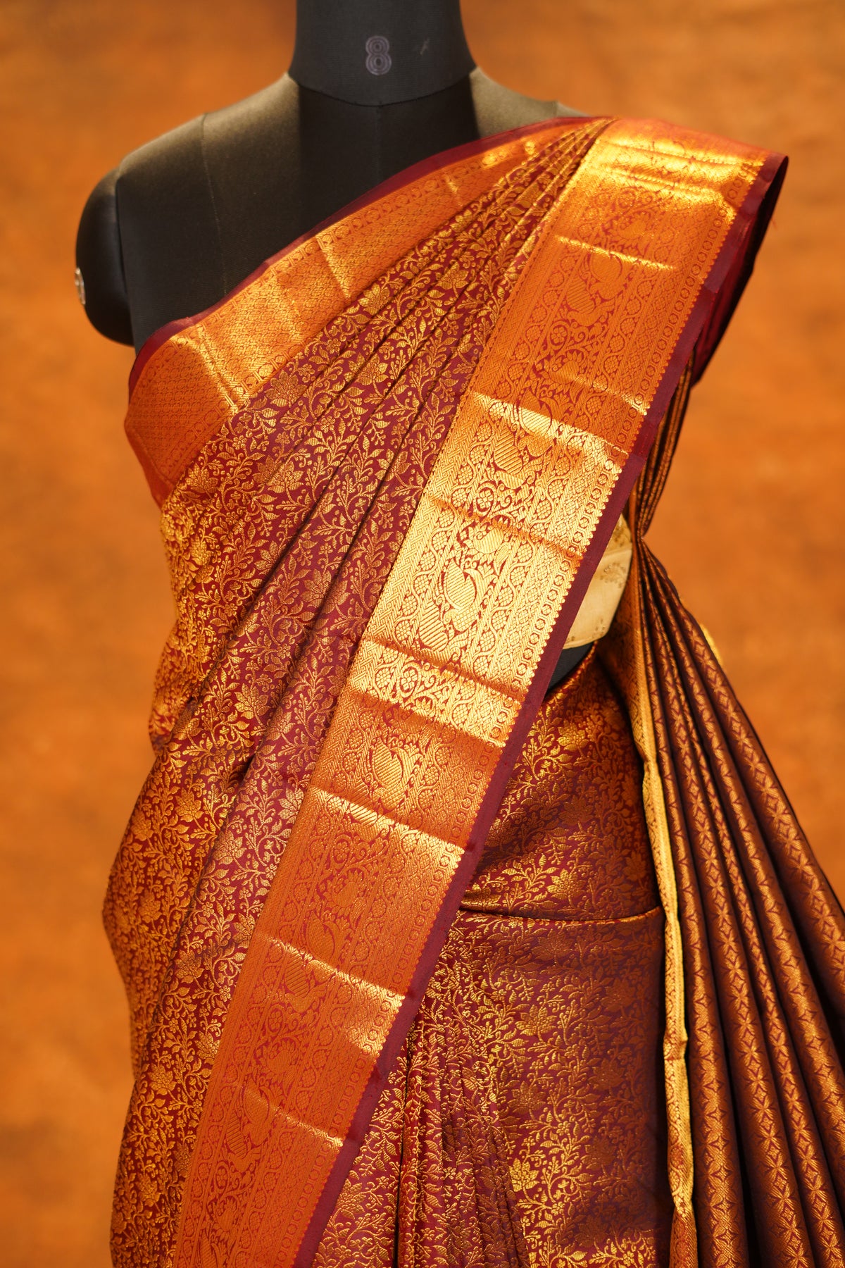 Maroon colour Pure Kanjivaram Silk Saree