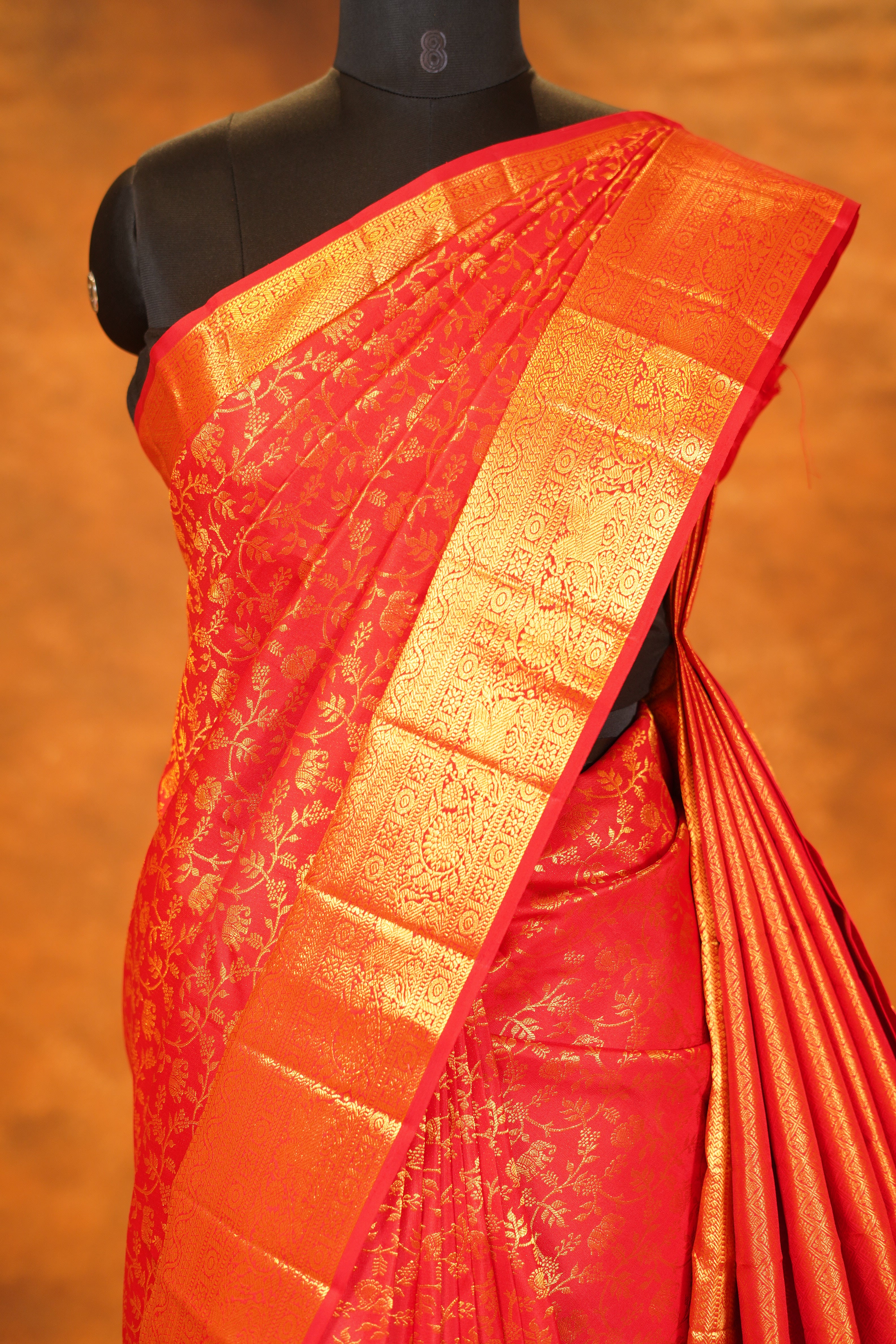 Red colour Pure Kanjivaram Silk Saree