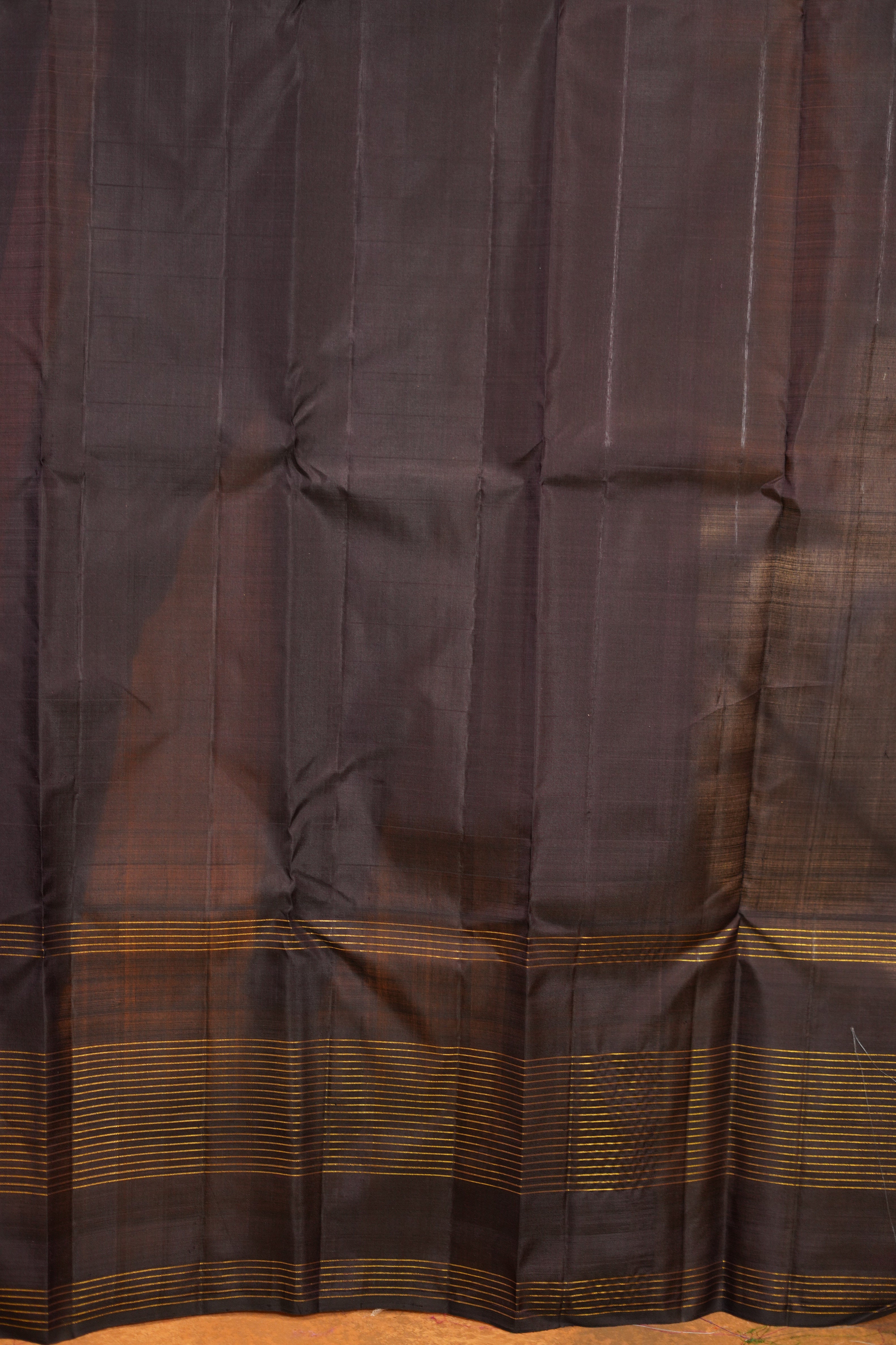Distemper Colour Checked Pure Kanjivaram Silk Saree with Black Contrast