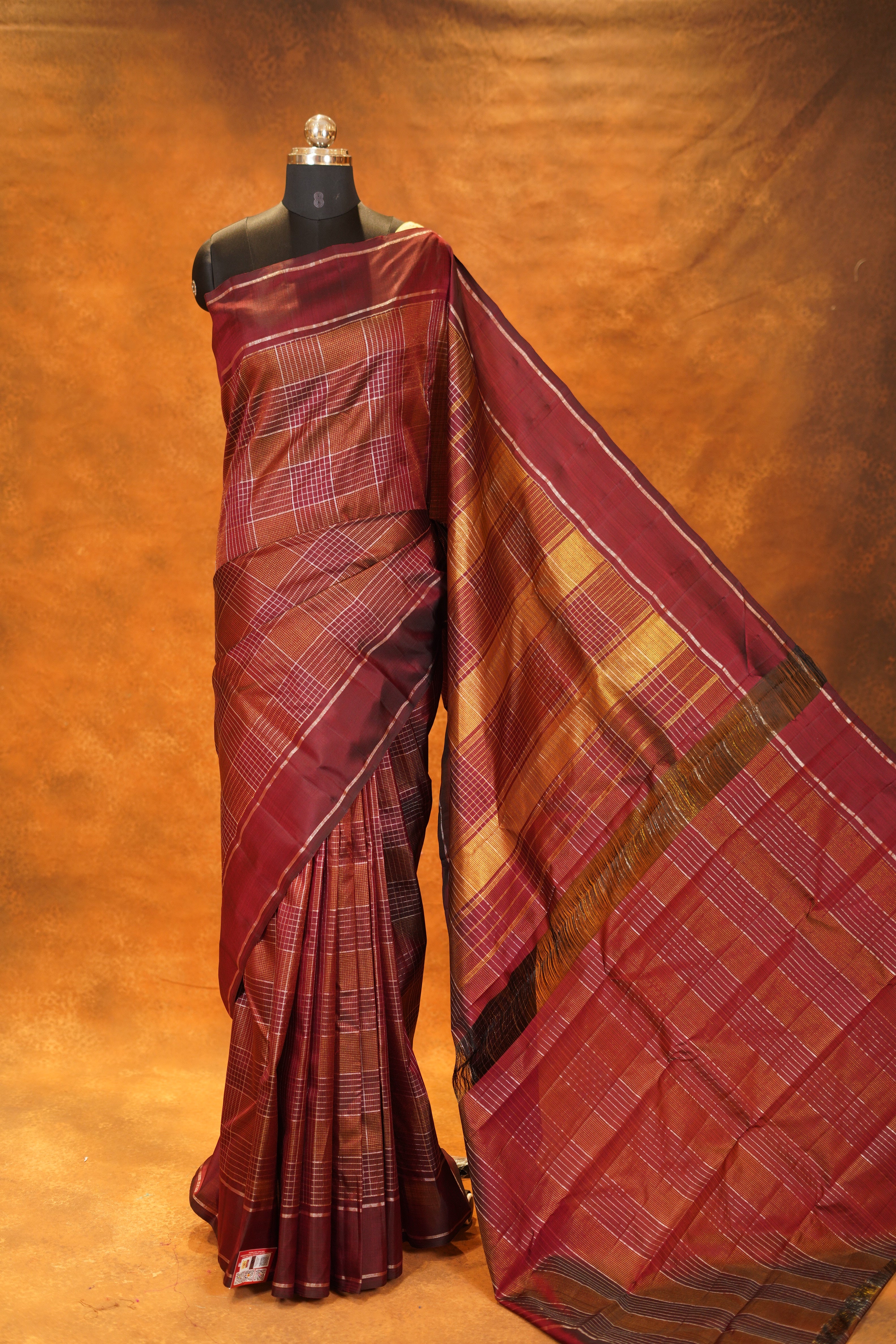 Maroon colour Pure Kanjivaram Silk Saree