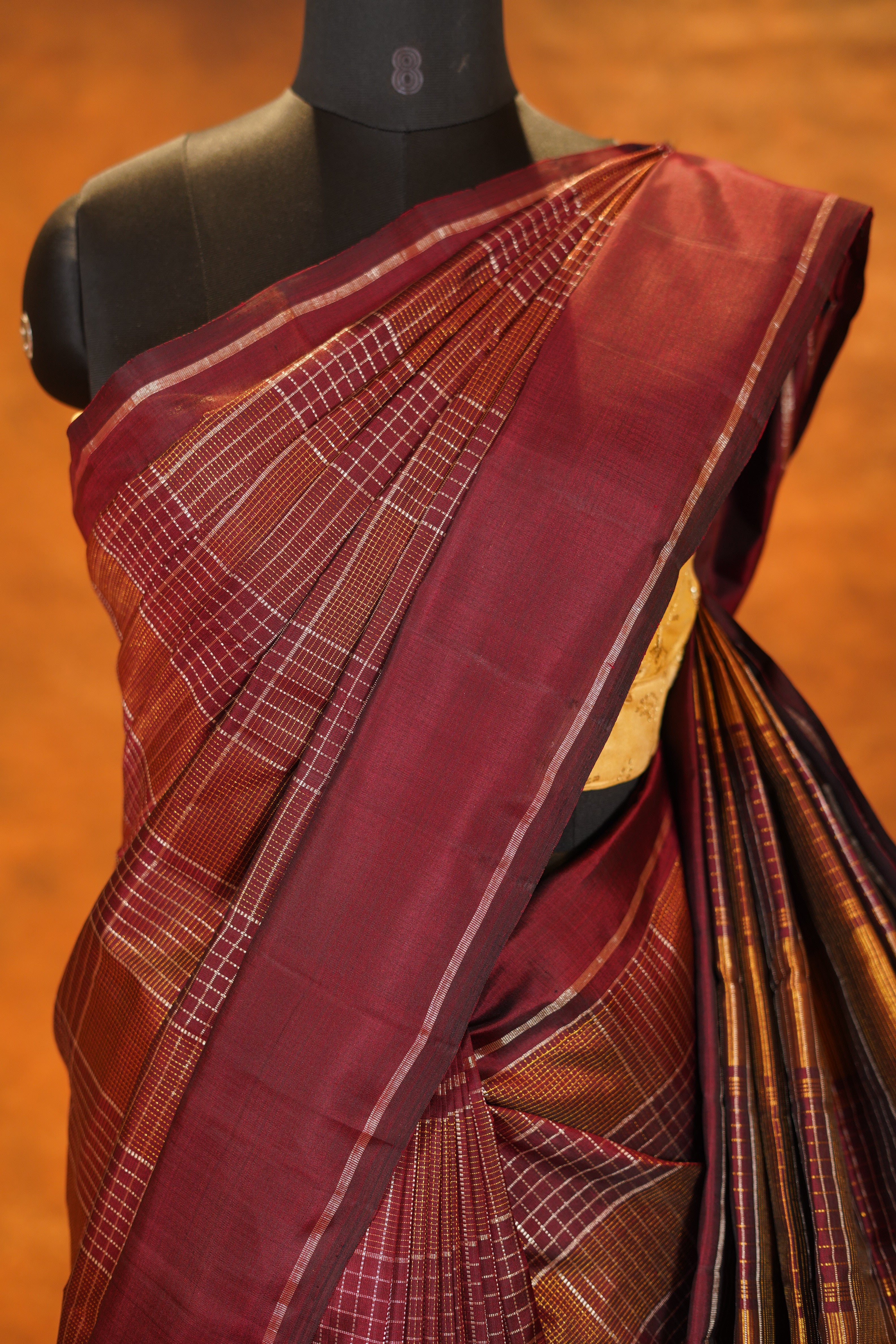 Maroon colour Pure Kanjivaram Silk Saree