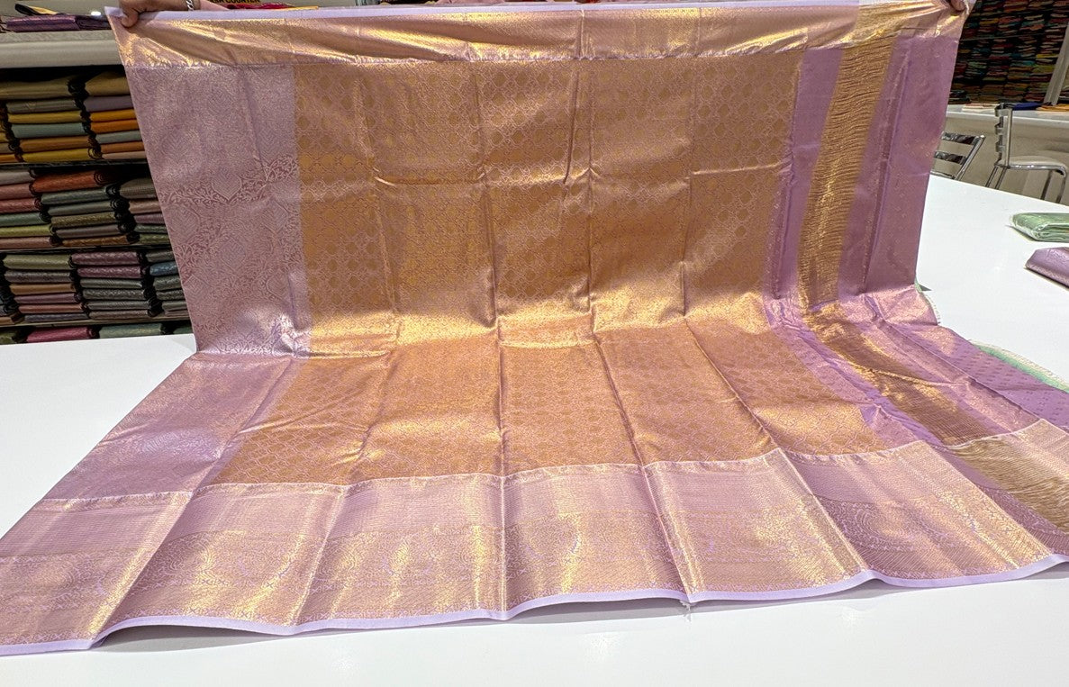 Soft Lavender Saree with Zari work  for Everyday and Office Use