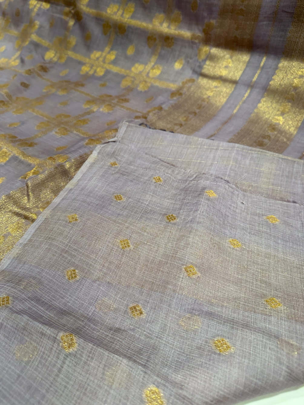 Charming Lavender Raw Silk Saree with Fine Gold Zari Work for Everyday & Office Wear- Lightweight