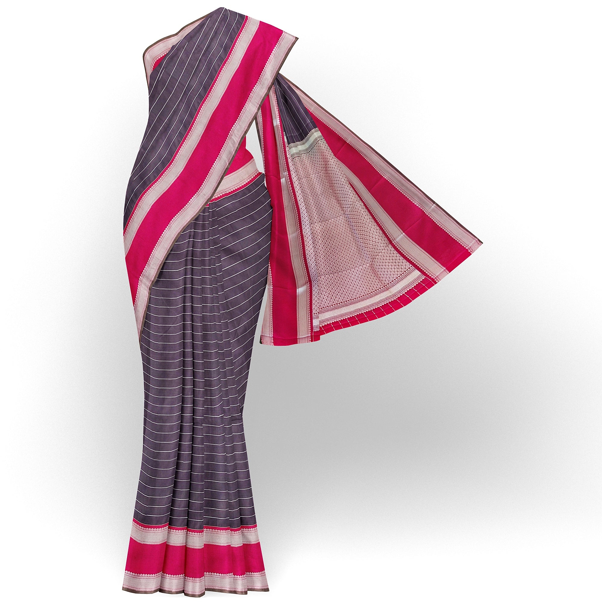 "Coffee Brown Semi Silk Saree with Pink Bentex Border – Stylish Ethnic Fashion" - New Sudarshan Silks`