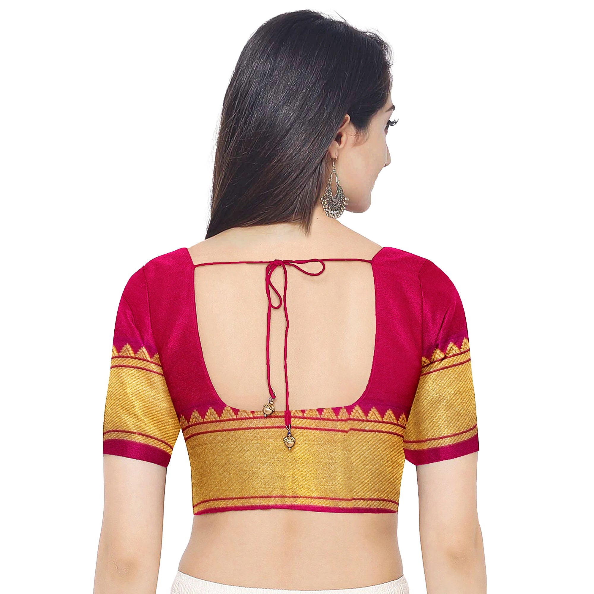 Mustard Yellow Double Shade Silk Saree with Zari Butta and Pink Border - New Sudarshan Silks`