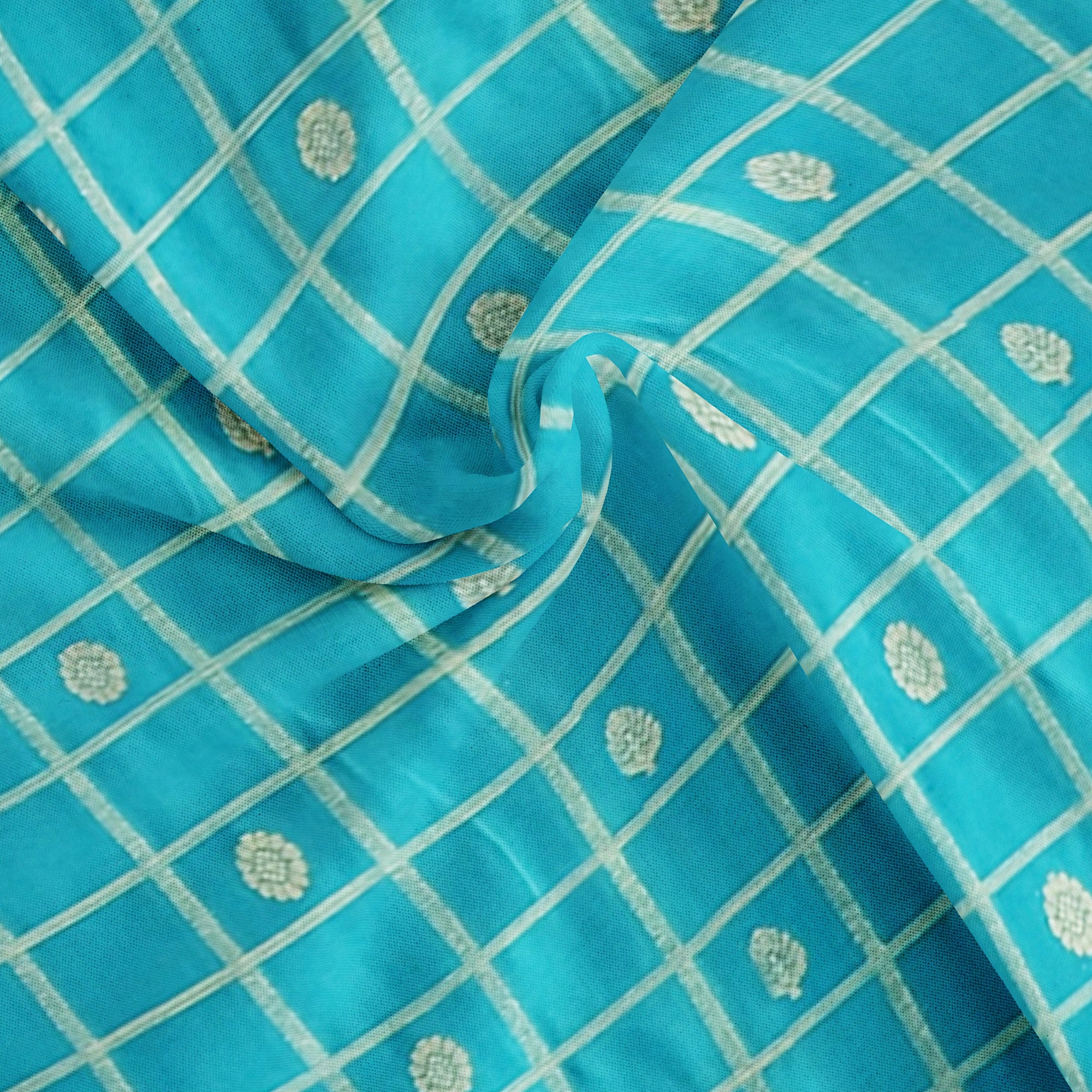 "Rama Blue Checks Crepe Raw Silk Saree with Pink Border – Elegant and Unique" - New Sudarshan Silks`