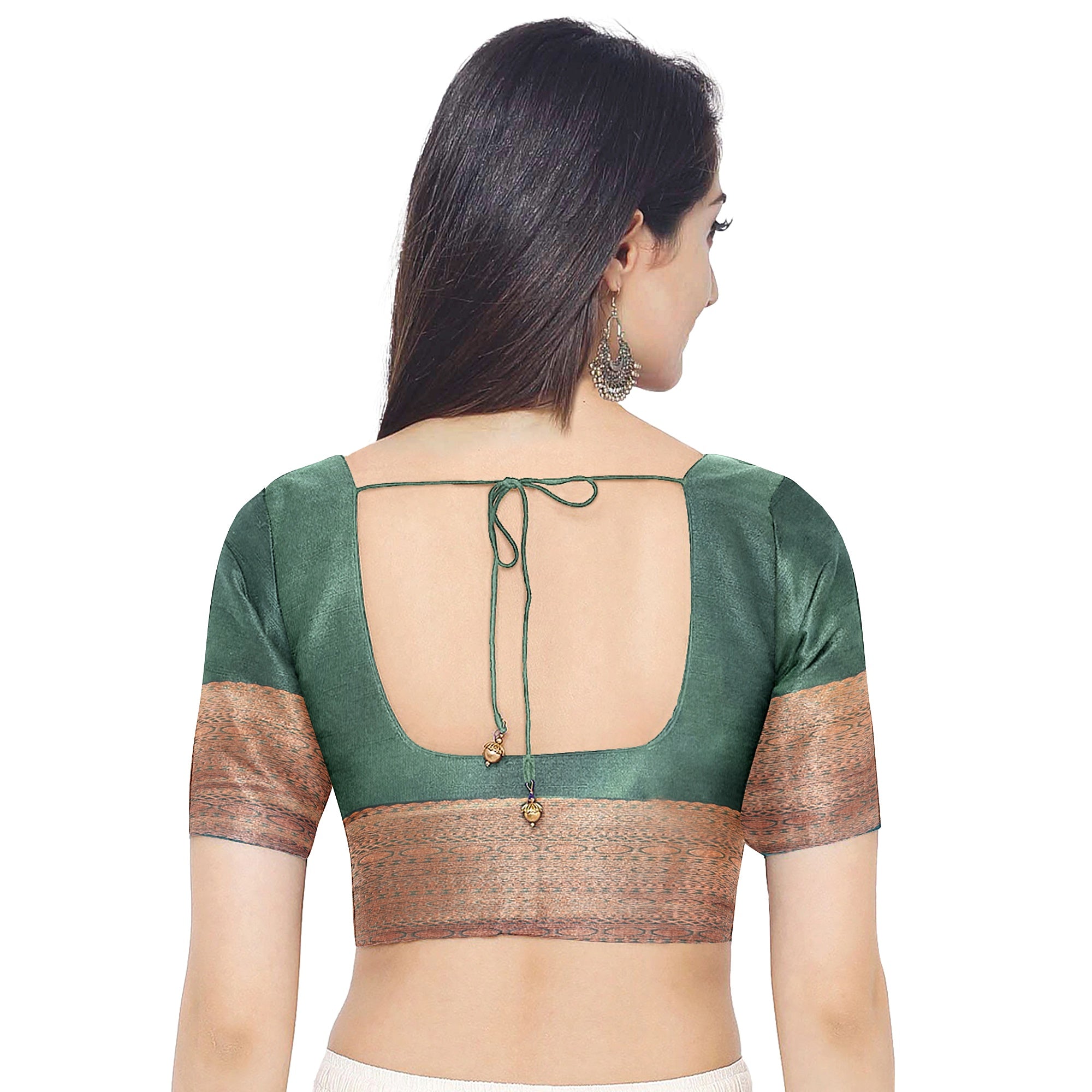 "Purple Butta Semi Silk Saree with Dark Green Border – Elegant Semi Silk Sarees Online" - New Sudarshan Silks`