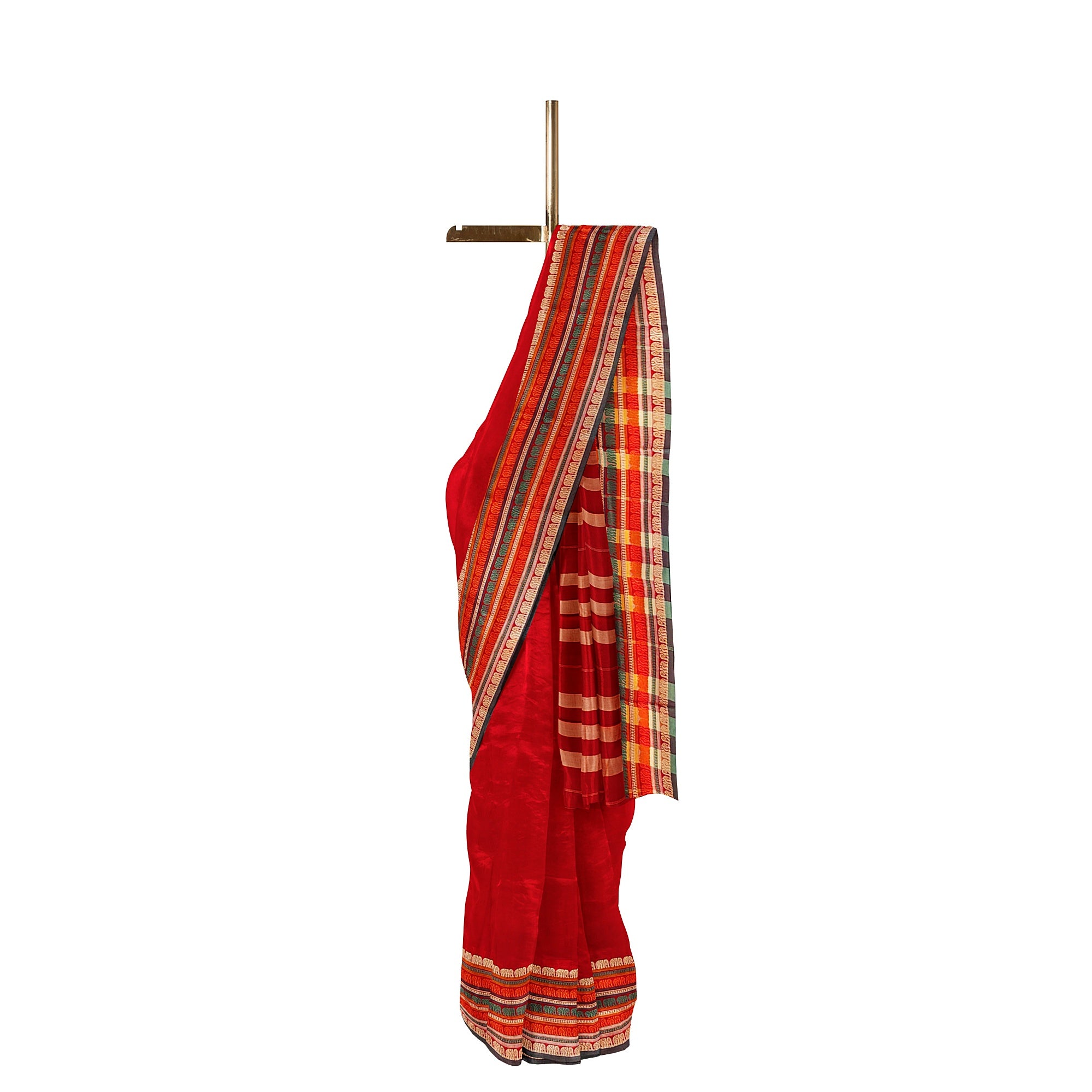 Red Cotton Saree – Plain Body with Traditional Border – Shop Online