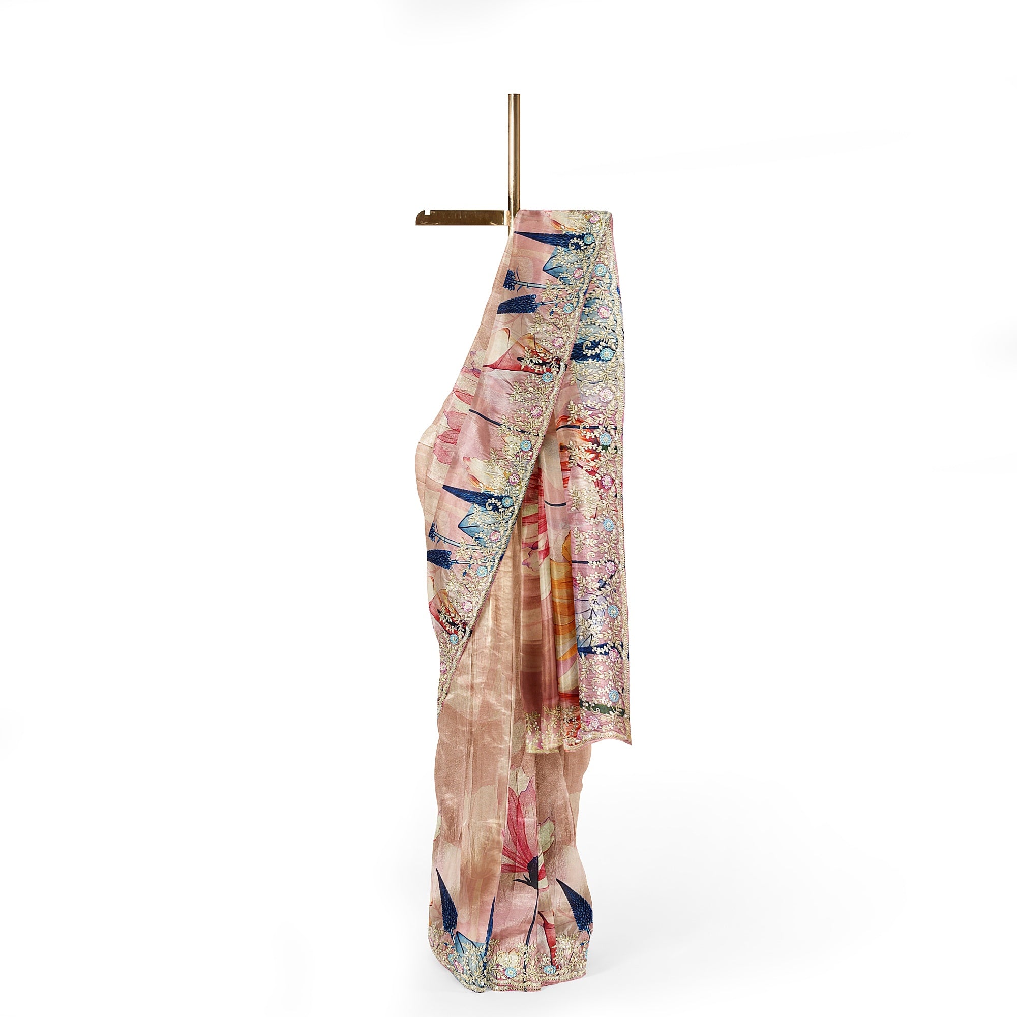 Baby Pink Floral Fancy Saree with Delicate Embroidery – Elegant Ethnic Saree Online