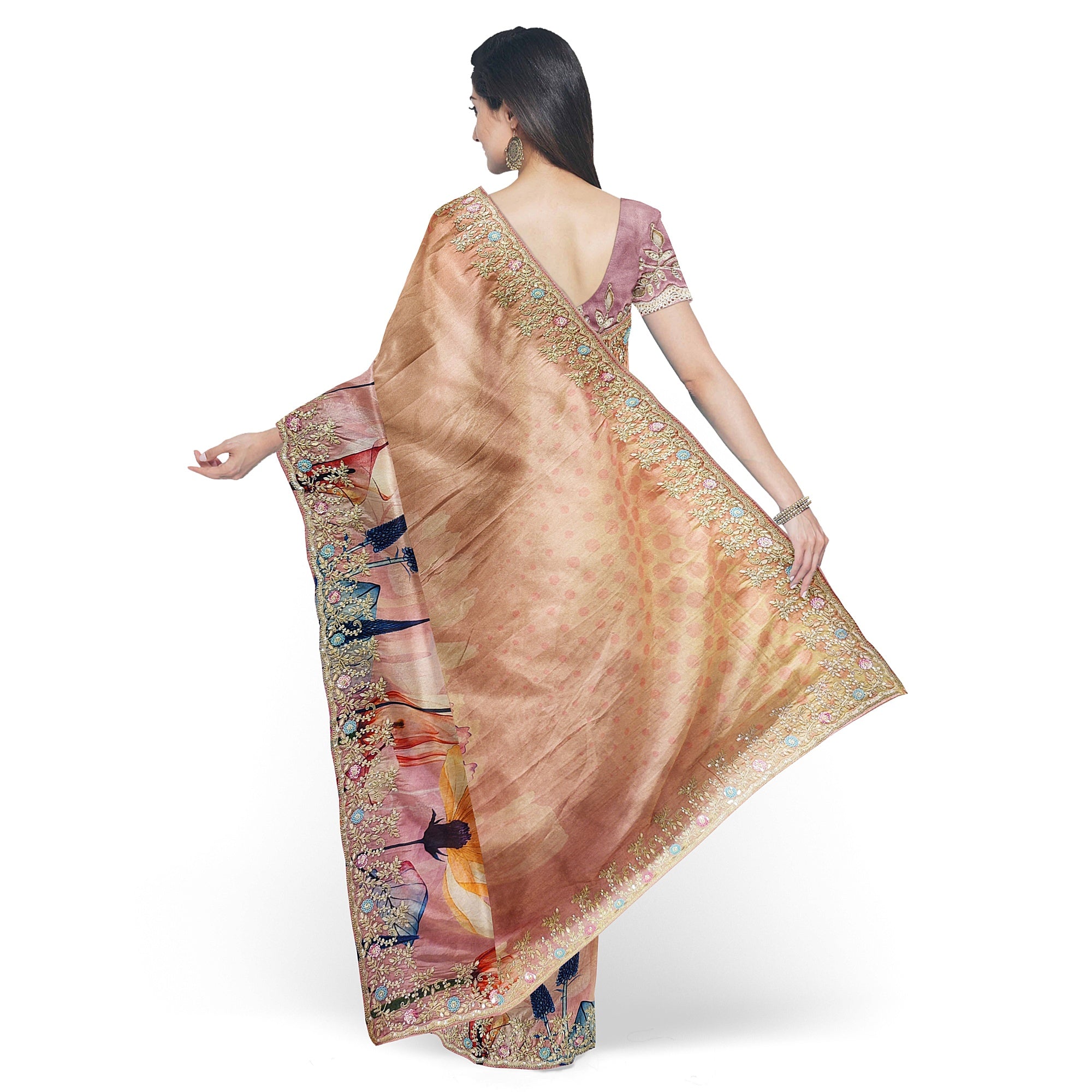 Baby Pink Floral Fancy Saree with Delicate Embroidery – Elegant Ethnic Saree Online