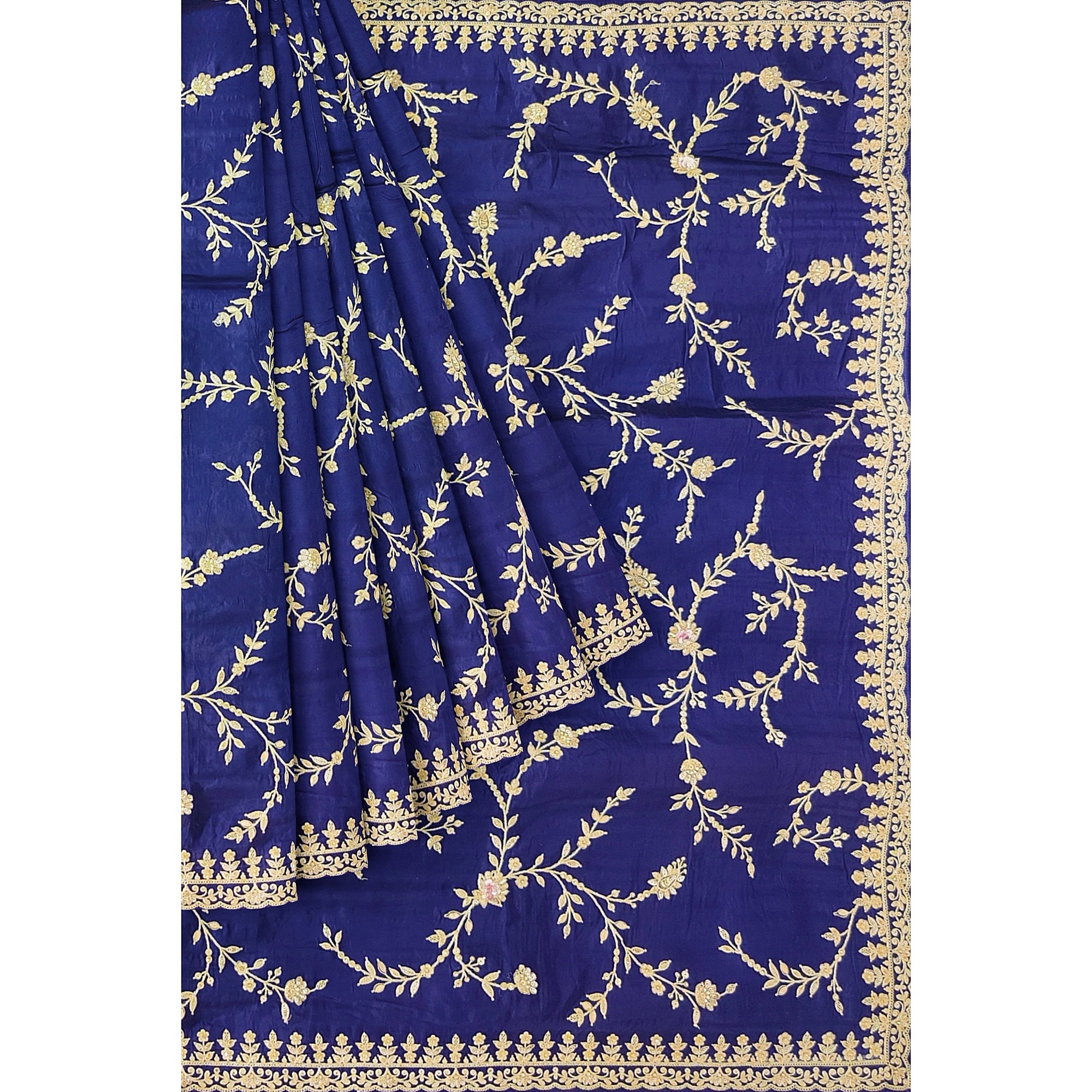 Purple Fancy Saree with Elegant Embroidery Work – Fancy Party Wear Saree Online