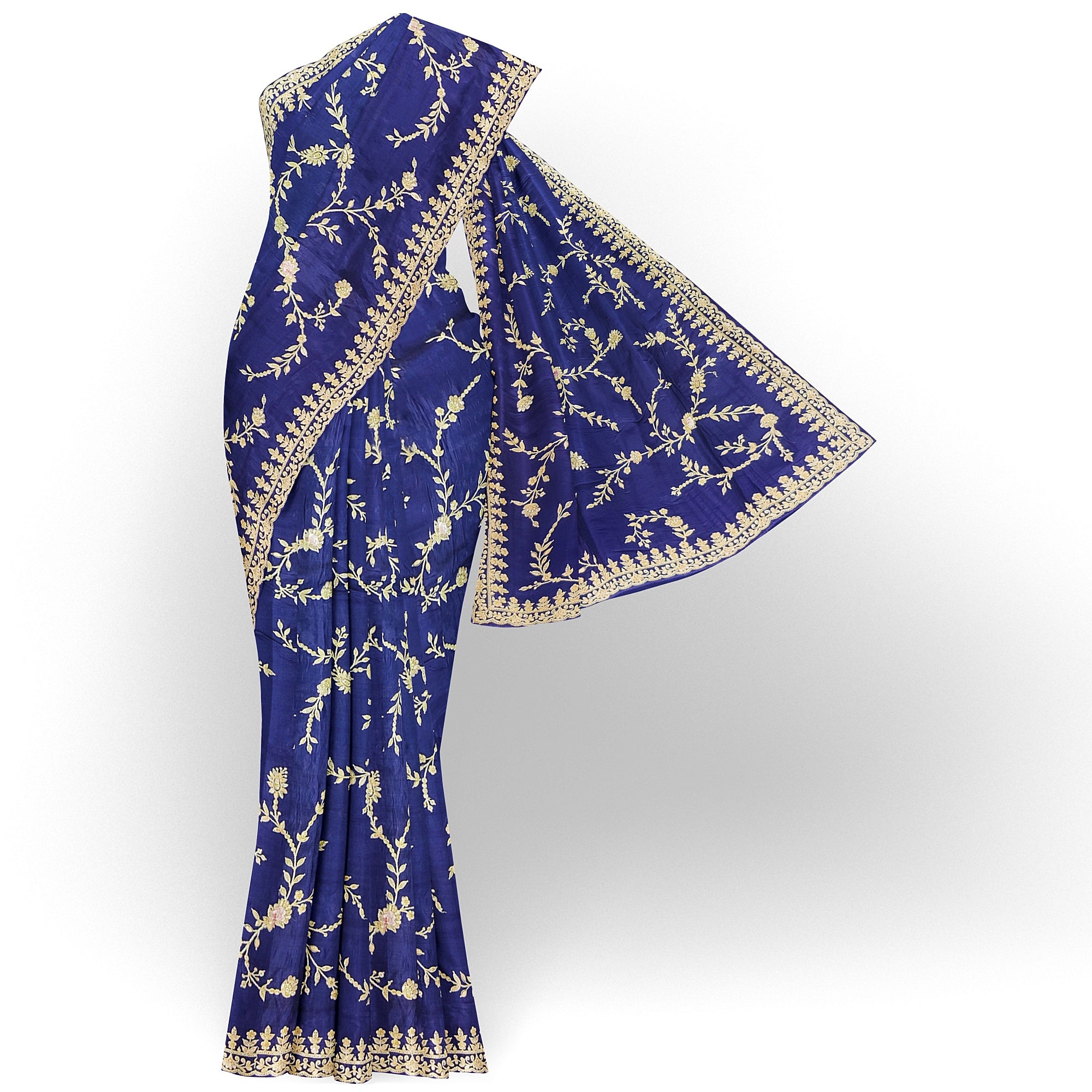 Purple Fancy Saree with Elegant Embroidery Work – Fancy Party Wear Saree Online