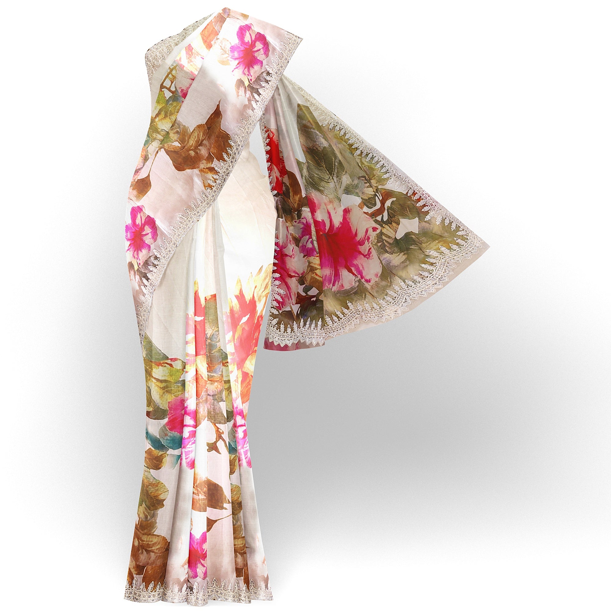 Floral Fancy Saree with Embroidery Work Border – Elegant Fancy Saree Online