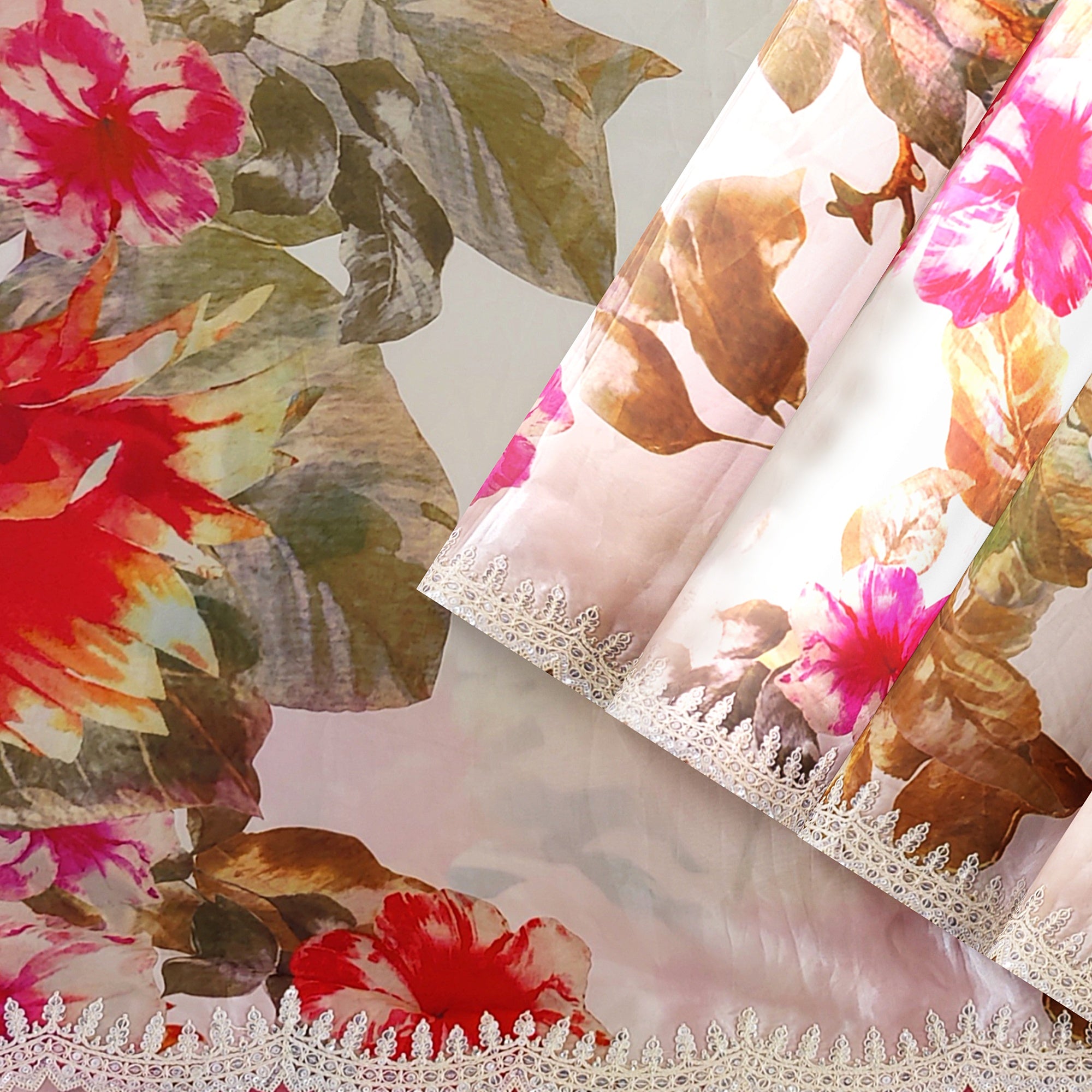 Floral Fancy Saree with Embroidery Work Border – Elegant Fancy Saree Online