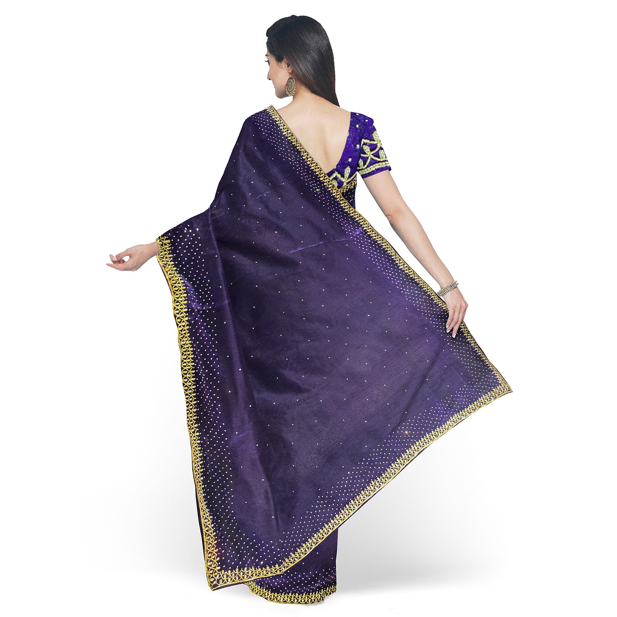 Wine Fancy Saree with Stunning Stone Work – Luxe Party Wear Saree Online