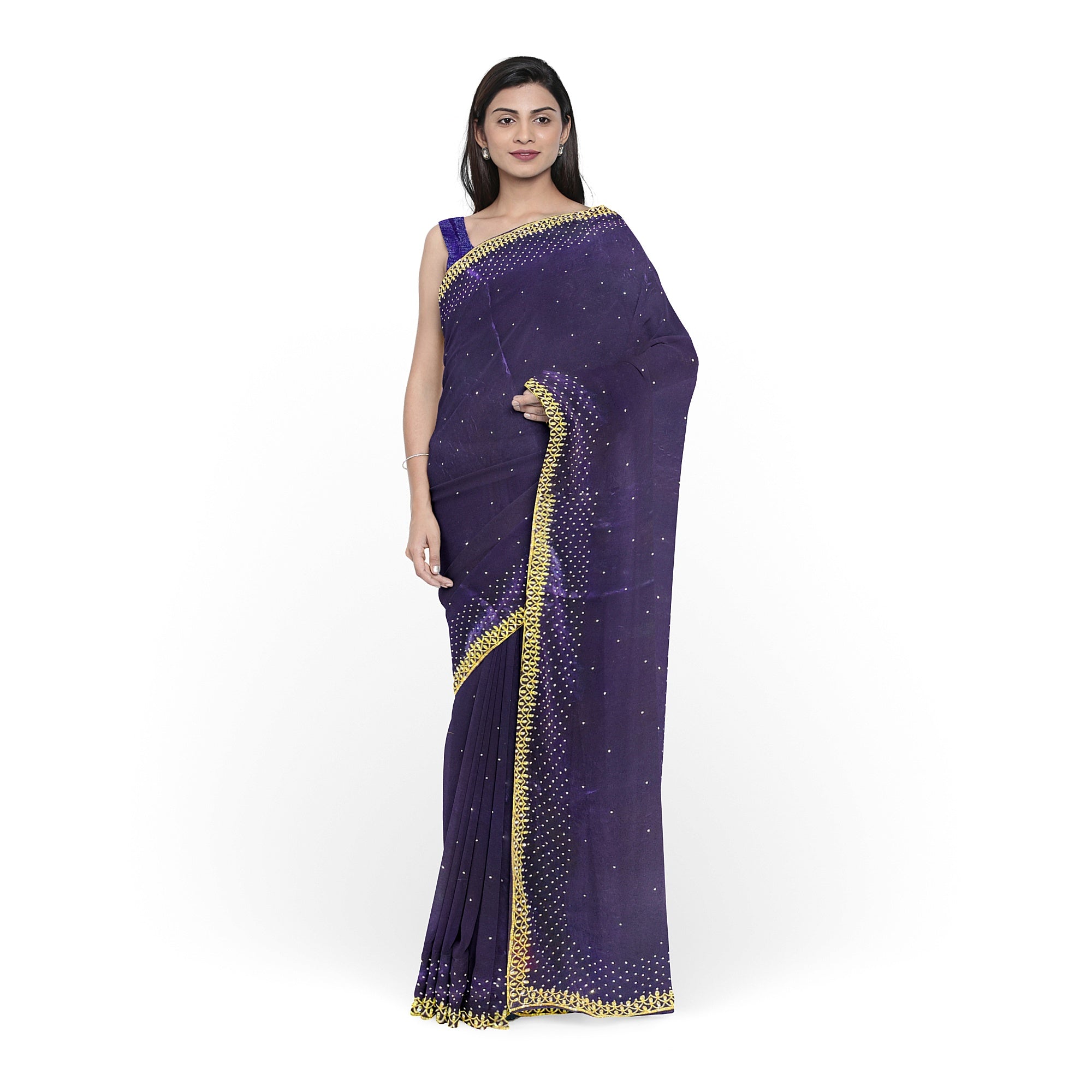 Wine Fancy Saree with Stunning Stone Work – Luxe Party Wear Saree Online