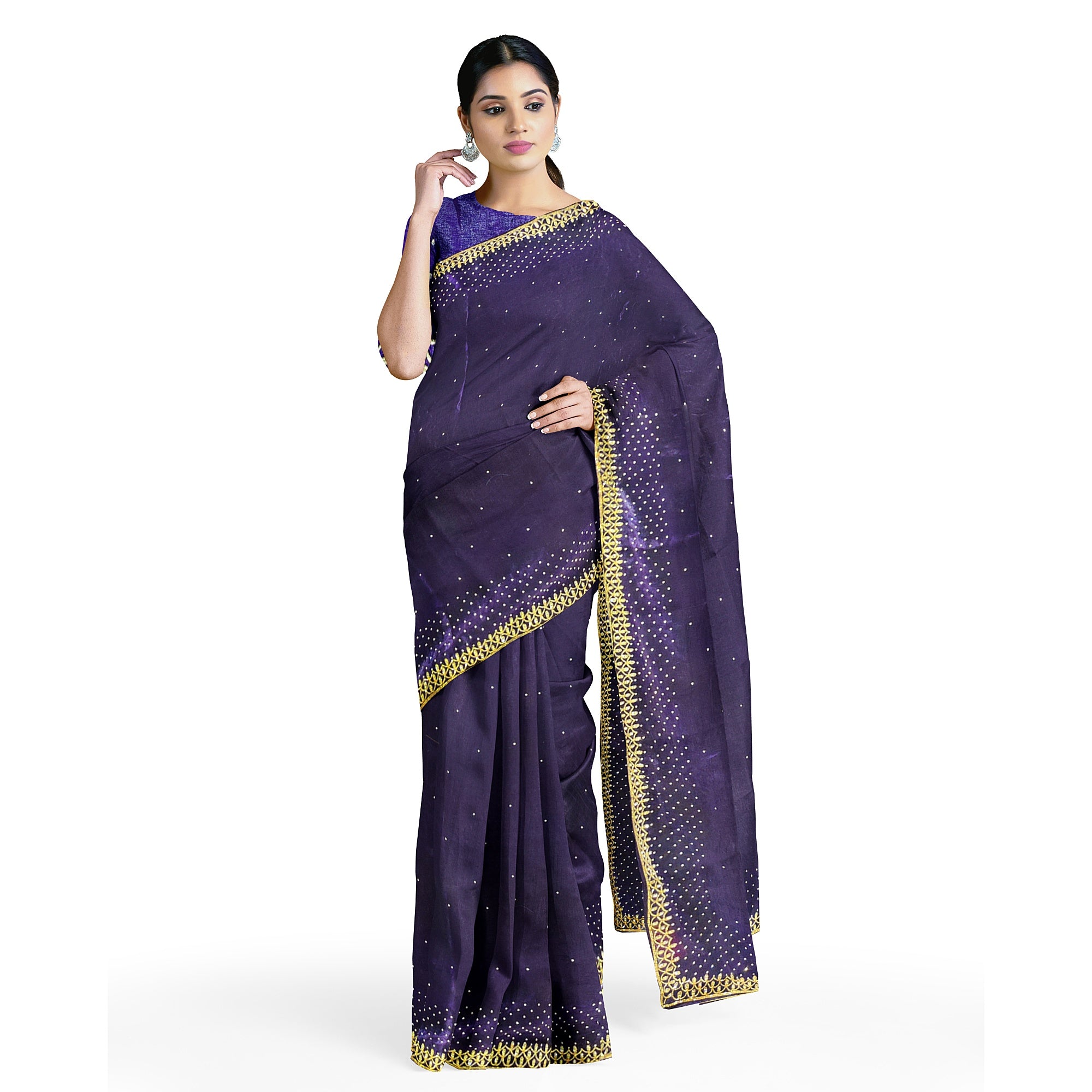 Wine Fancy Saree with Stunning Stone Work – Luxe Party Wear Saree Online