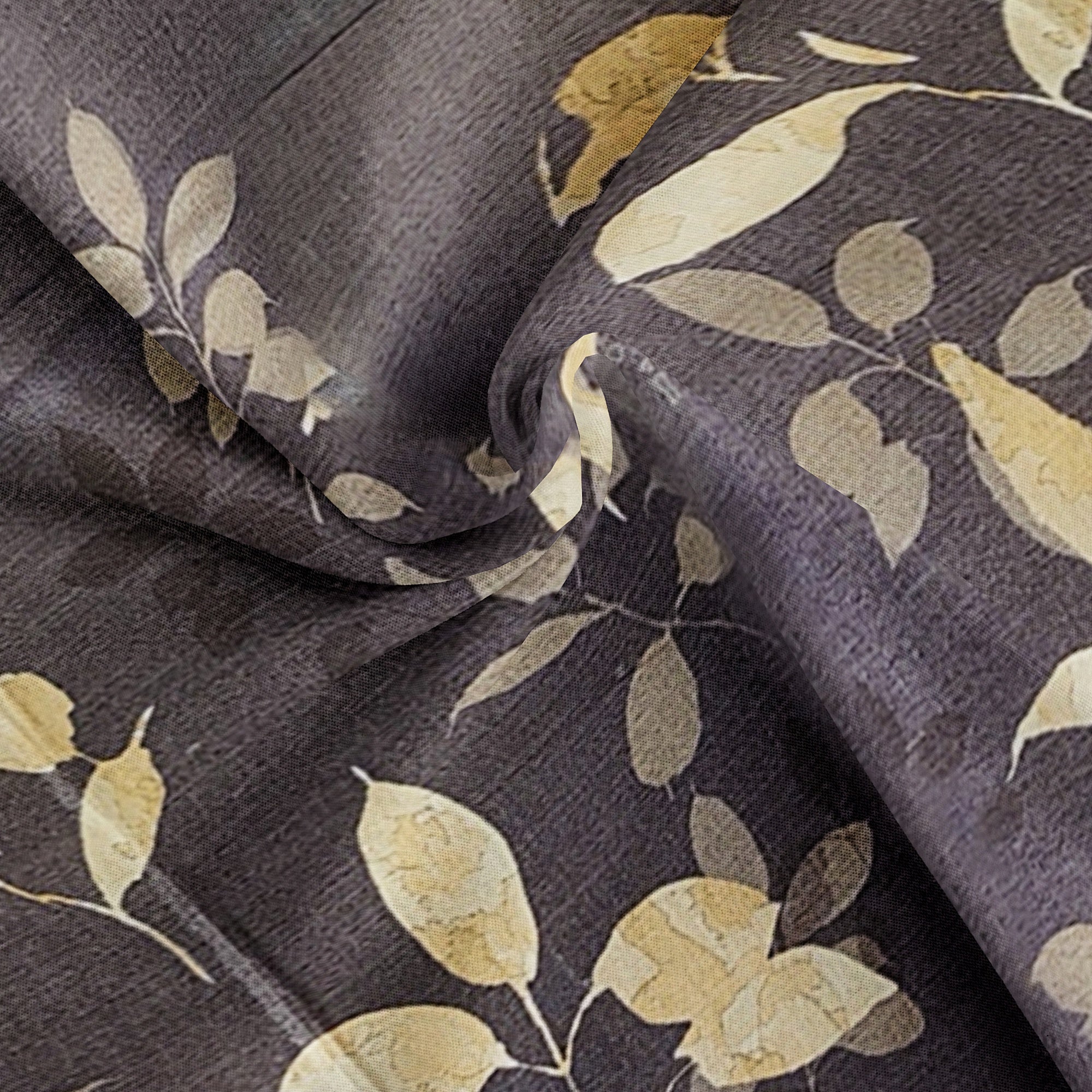 Grey Floral Print Fancy Saree with Copper Border – Stylish Printed Saree Online