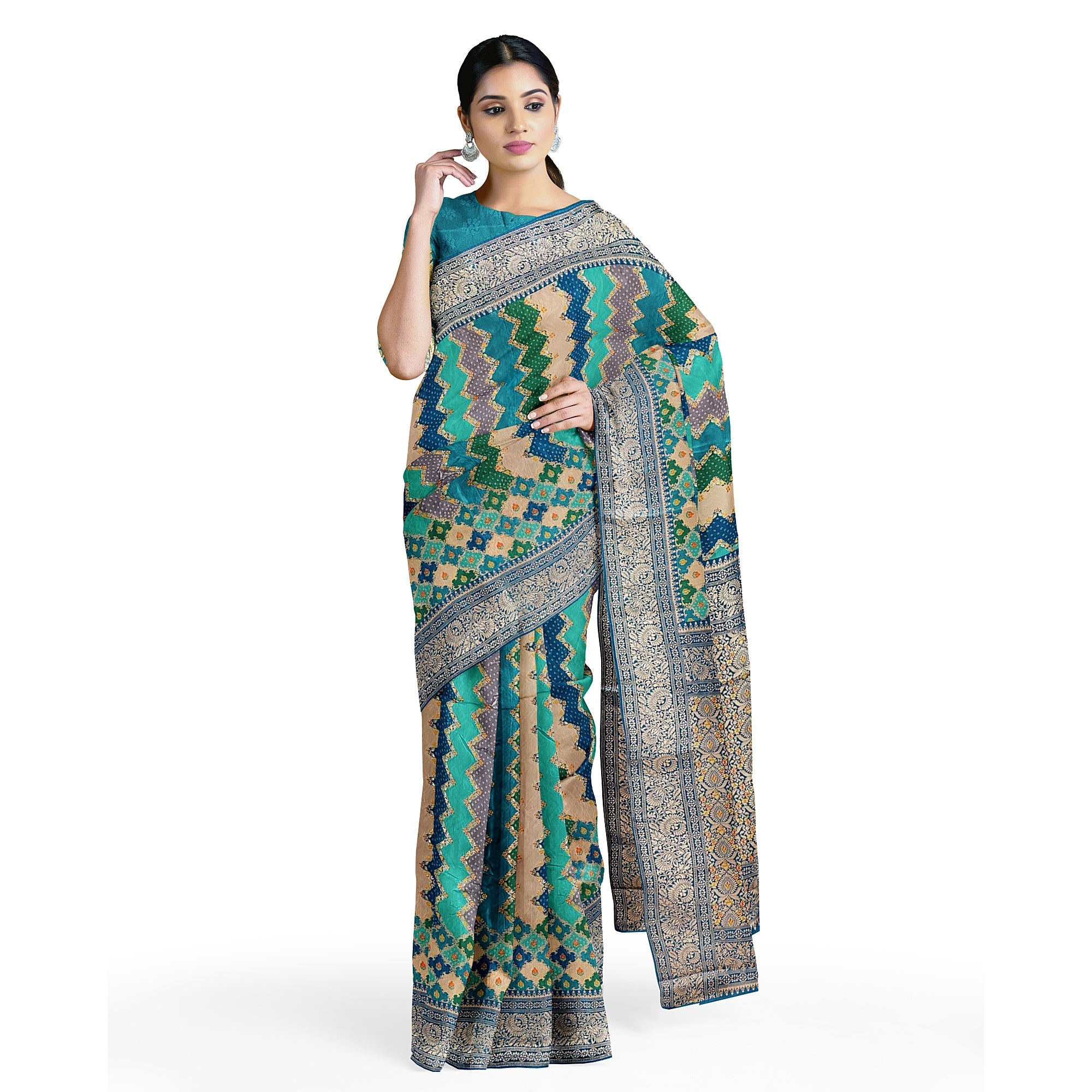 Ramablue Fancy Silk Saree with Subtle Shine – Elegant Festive Wear Saree Online