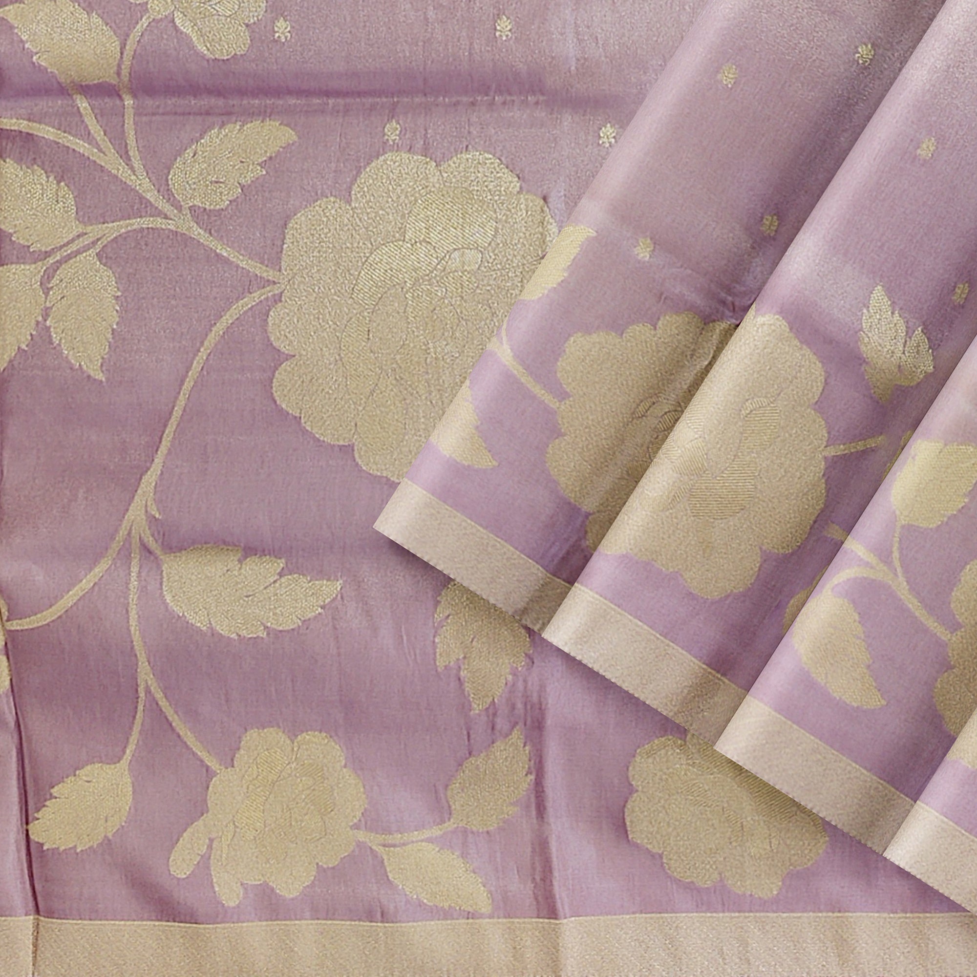 Light Lavender Fancy Silk Saree – Silver Zari Work – Shop Online