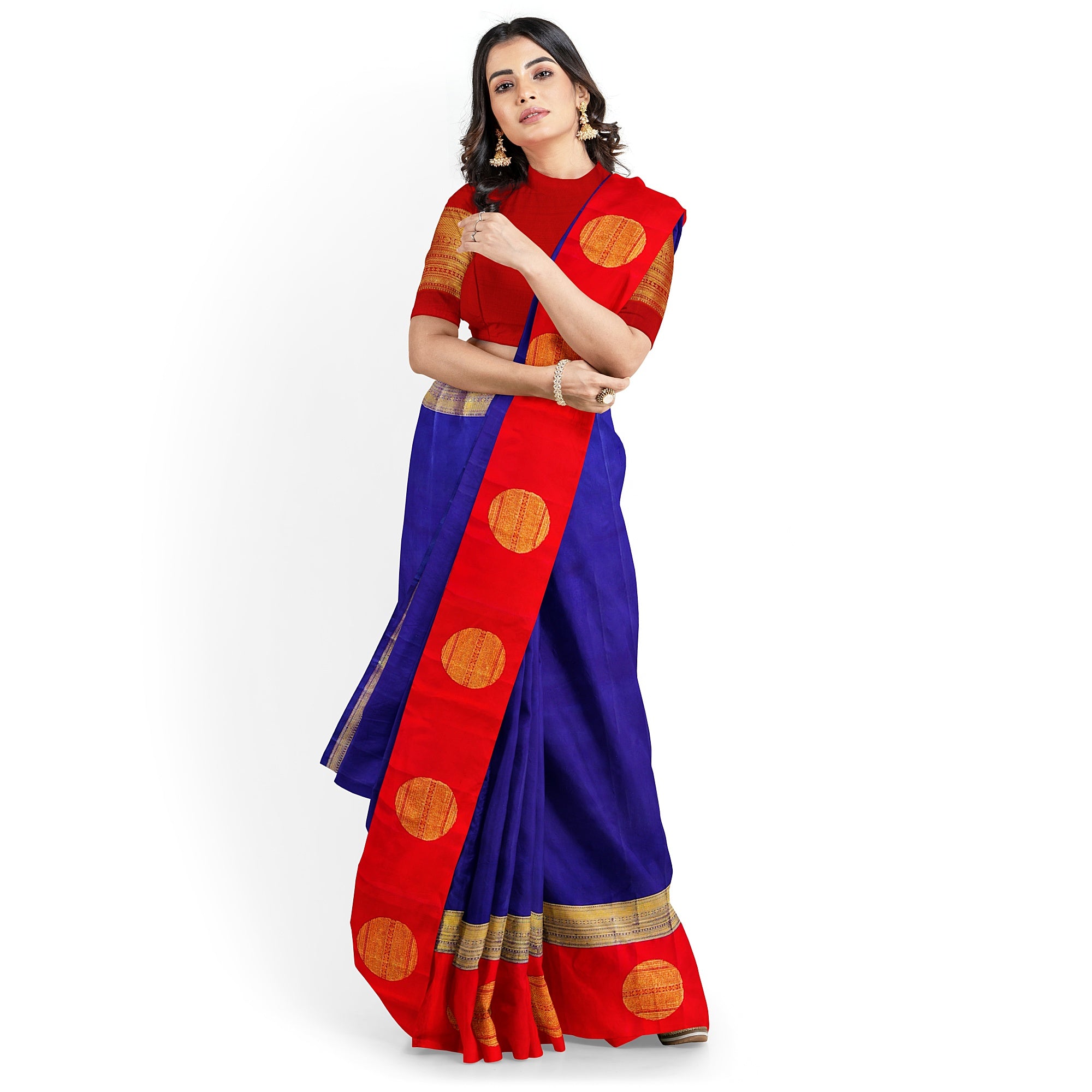Ink Blue Kanjivaram Silk Saree with Kankambara Designer Border – Pure Handloom Bridal Saree Online - New Sudarshan Silks`