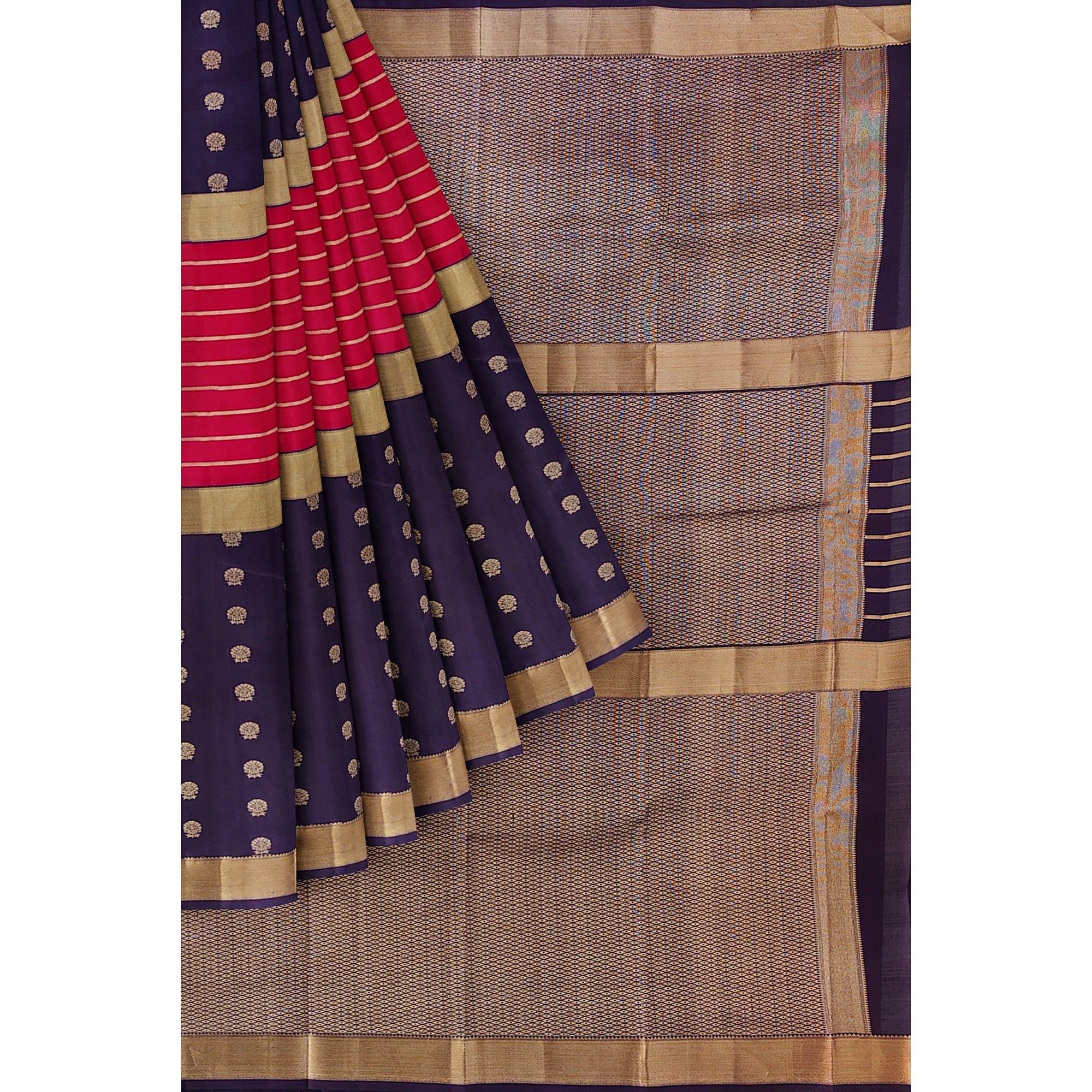 Pink Kanjivaram Silk Saree with Maroon Sides and Copper Zari – Pure Handloom Bridal Saree Online - New Sudarshan Silks`