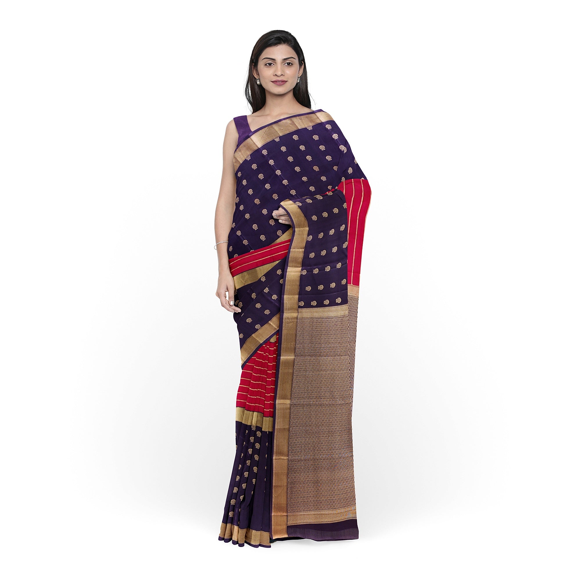 Pink Kanjivaram Silk Saree with Maroon Sides and Copper Zari – Pure Handloom Bridal Saree Online - New Sudarshan Silks`