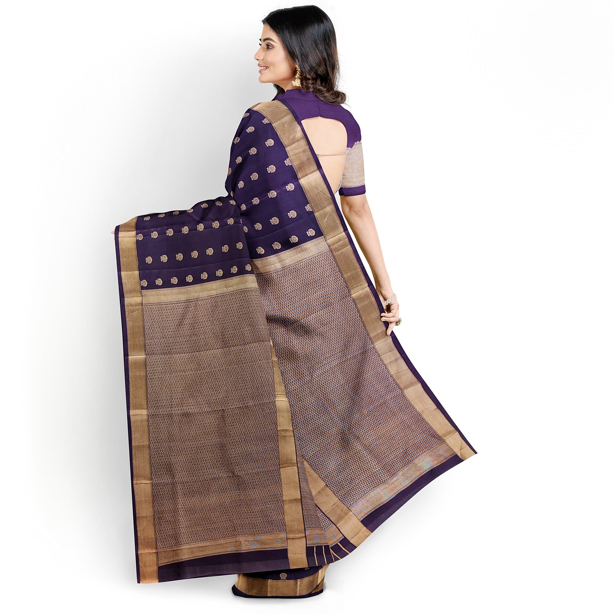 Pink Kanjivaram Silk Saree with Maroon Sides and Copper Zari – Pure Handloom Bridal Saree Online - New Sudarshan Silks`