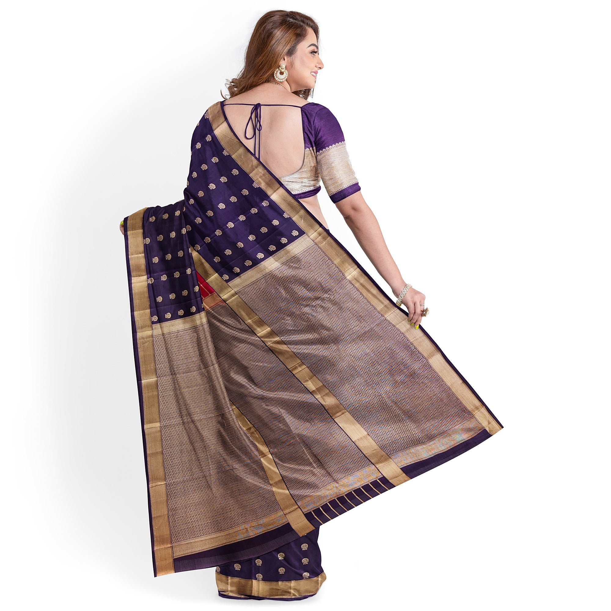Pink Kanjivaram Silk Saree with Maroon Sides and Copper Zari – Pure Handloom Bridal Saree Online - New Sudarshan Silks`