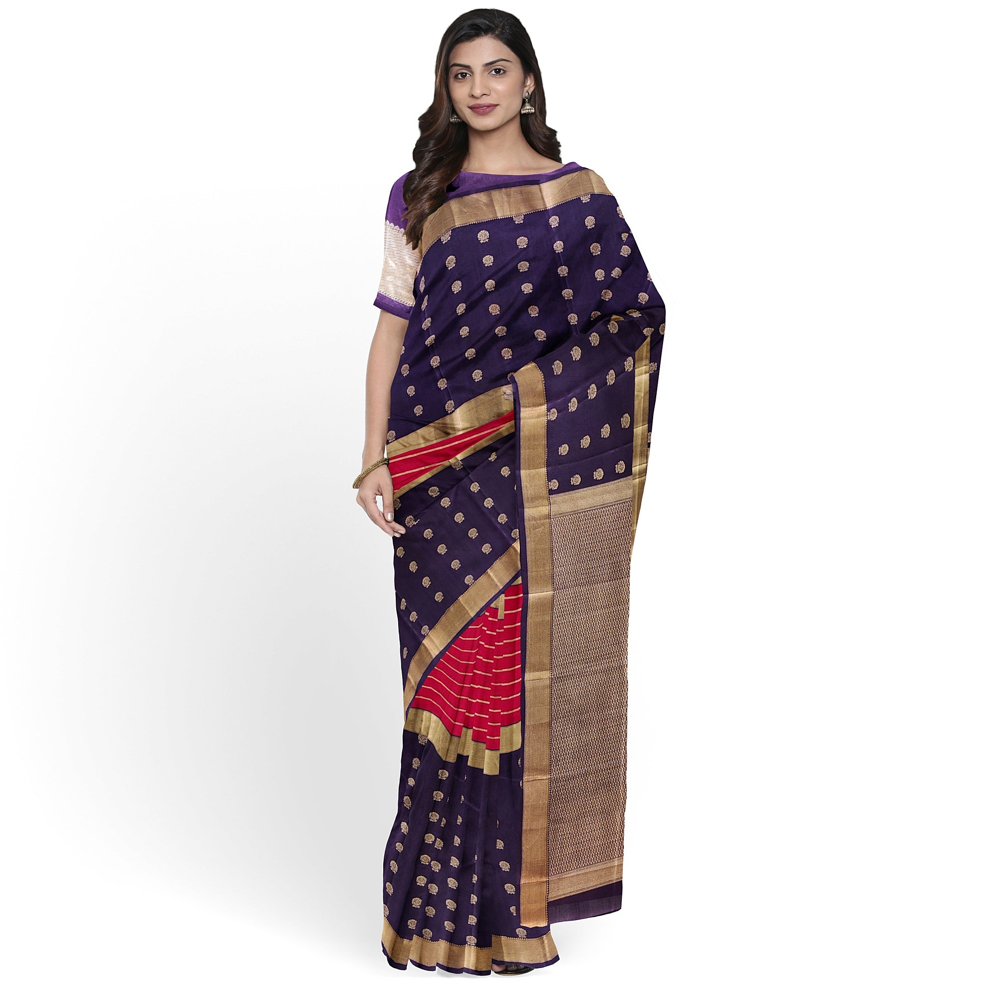 Pink Kanjivaram Silk Saree with Maroon Sides and Copper Zari – Pure Handloom Bridal Saree Online - New Sudarshan Silks`
