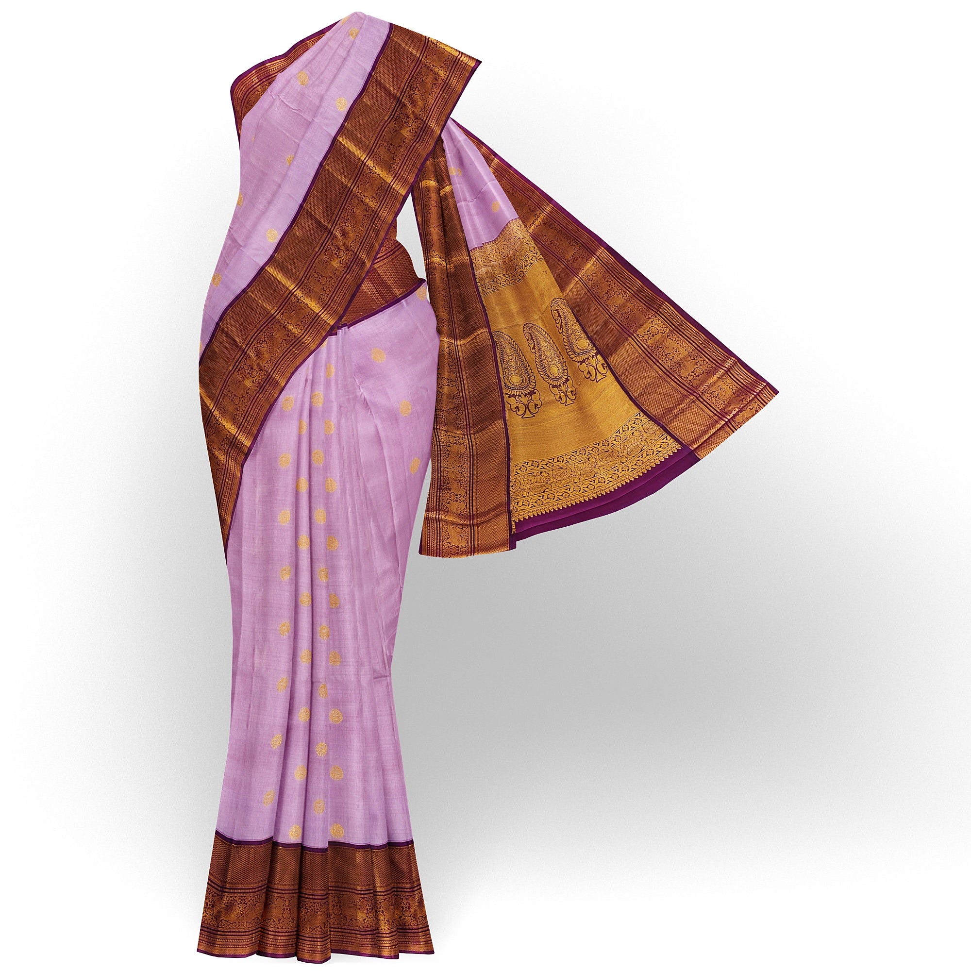 Light Pink Kanjivaram Silk Saree with Maroon Zari Border – Graceful Wedding Silk Saree Online - New Sudarshan Silks`