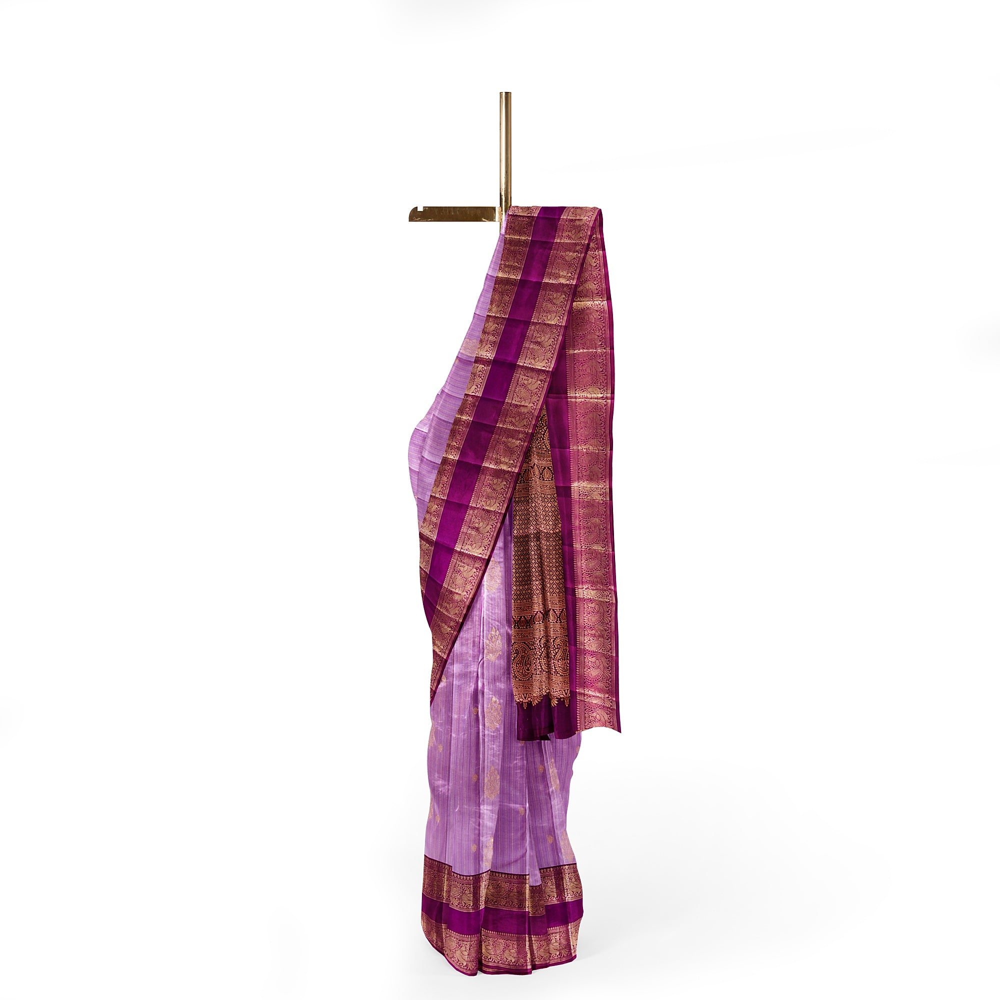Baby Pink Kanjivaram Silk Saree with Dark Pink Zari Border – Pure Handloom Bridal Saree Online - New Sudarshan Silks`