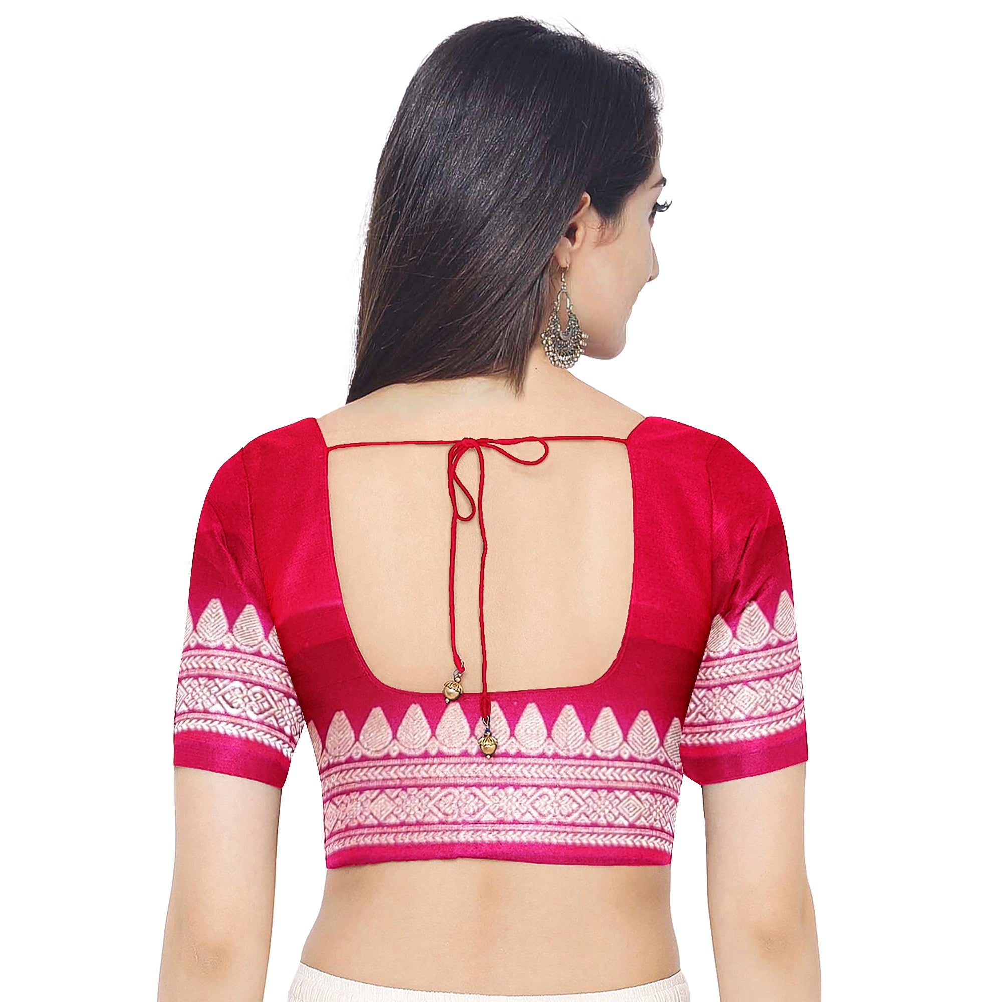 Dark Pink Kanjivaram Fancy Saree – Checks with Gold & Silver Work – Shop Online