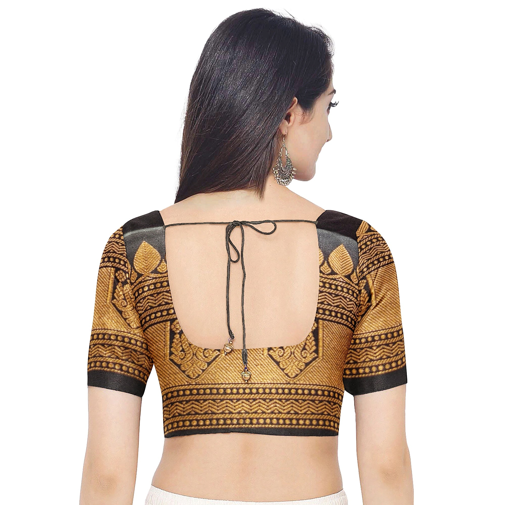 Black Kanjivaram Saree – Copper Zari with Pink & Green Butta – Shop Online