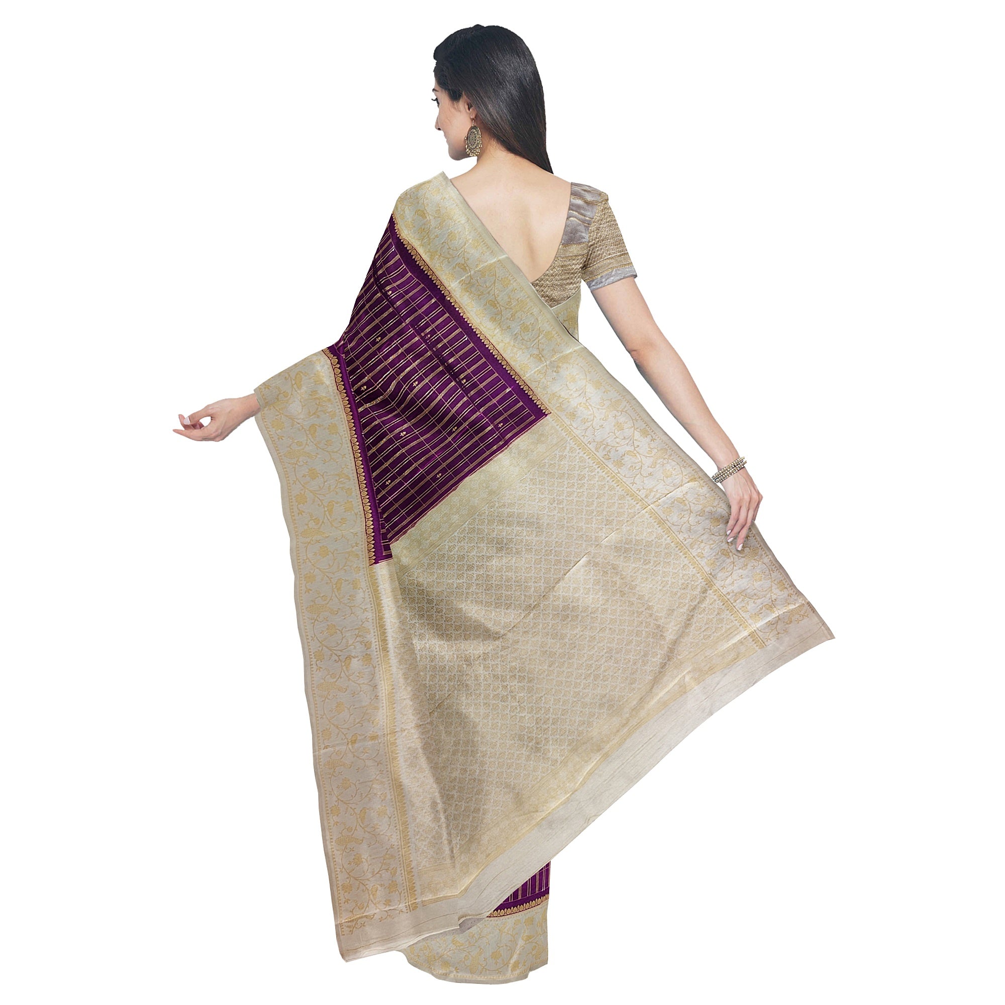 Wine Georgette Saree – Cream Border – Shop Online