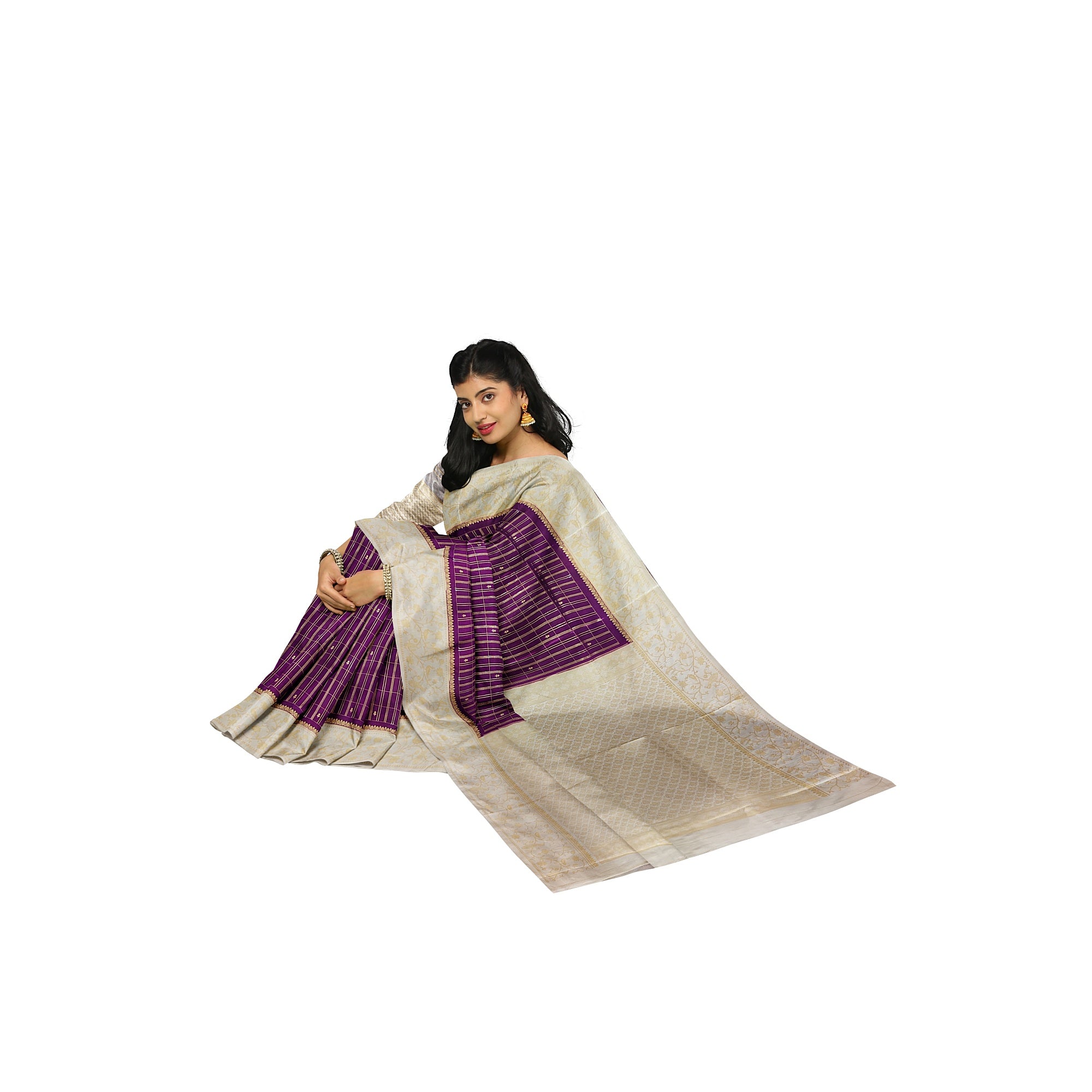 Wine Georgette Saree – Cream Border – Shop Online