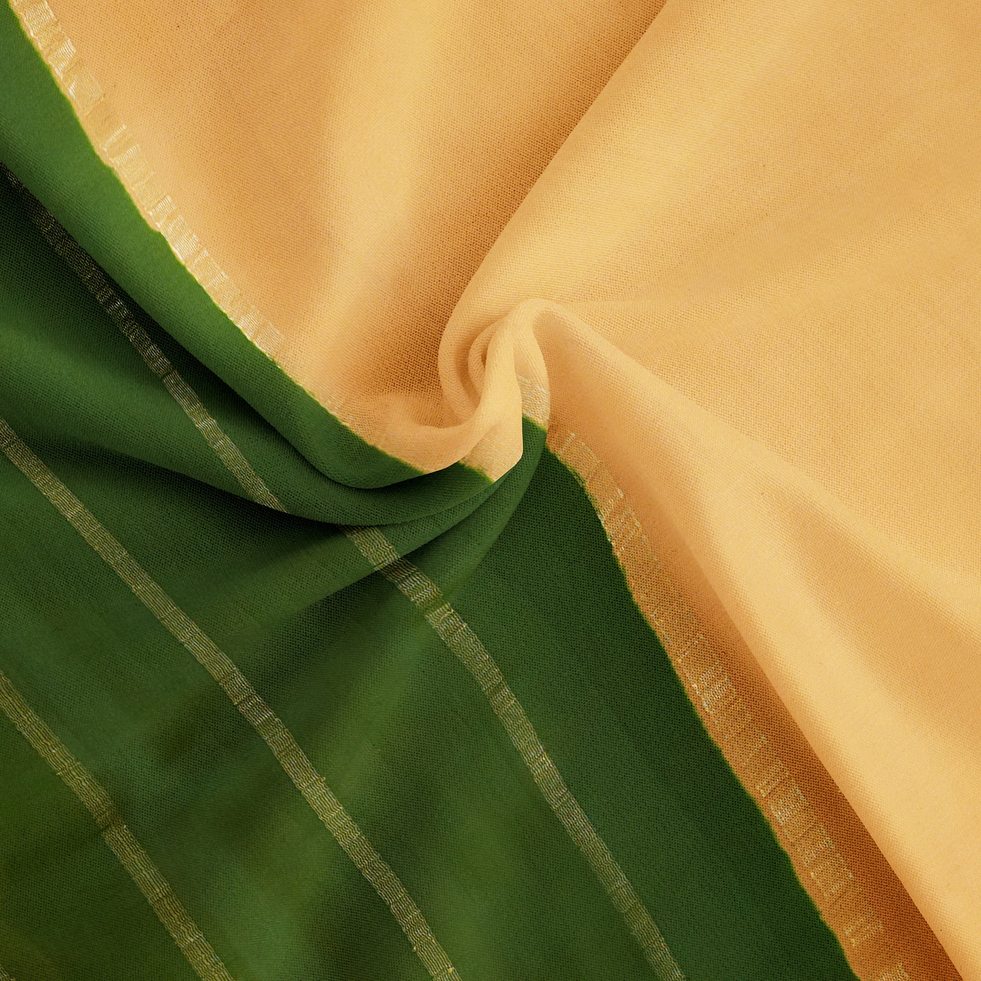 "Stylish Biscuit Colour Pure Mysore Silk Saree with Bentex Green & Gold Zari Border" - New Sudarshan Silks`