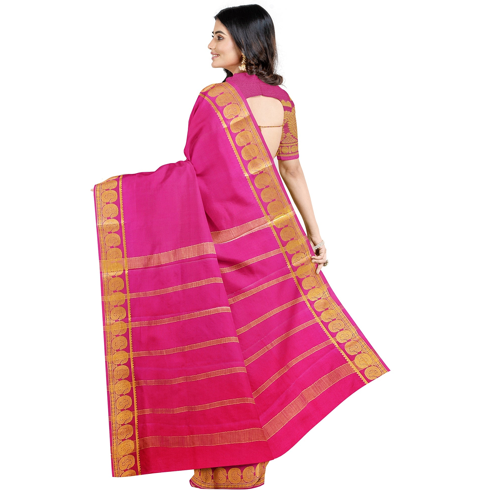 Light Pink Mysore Silk Saree with Mango Zari Border