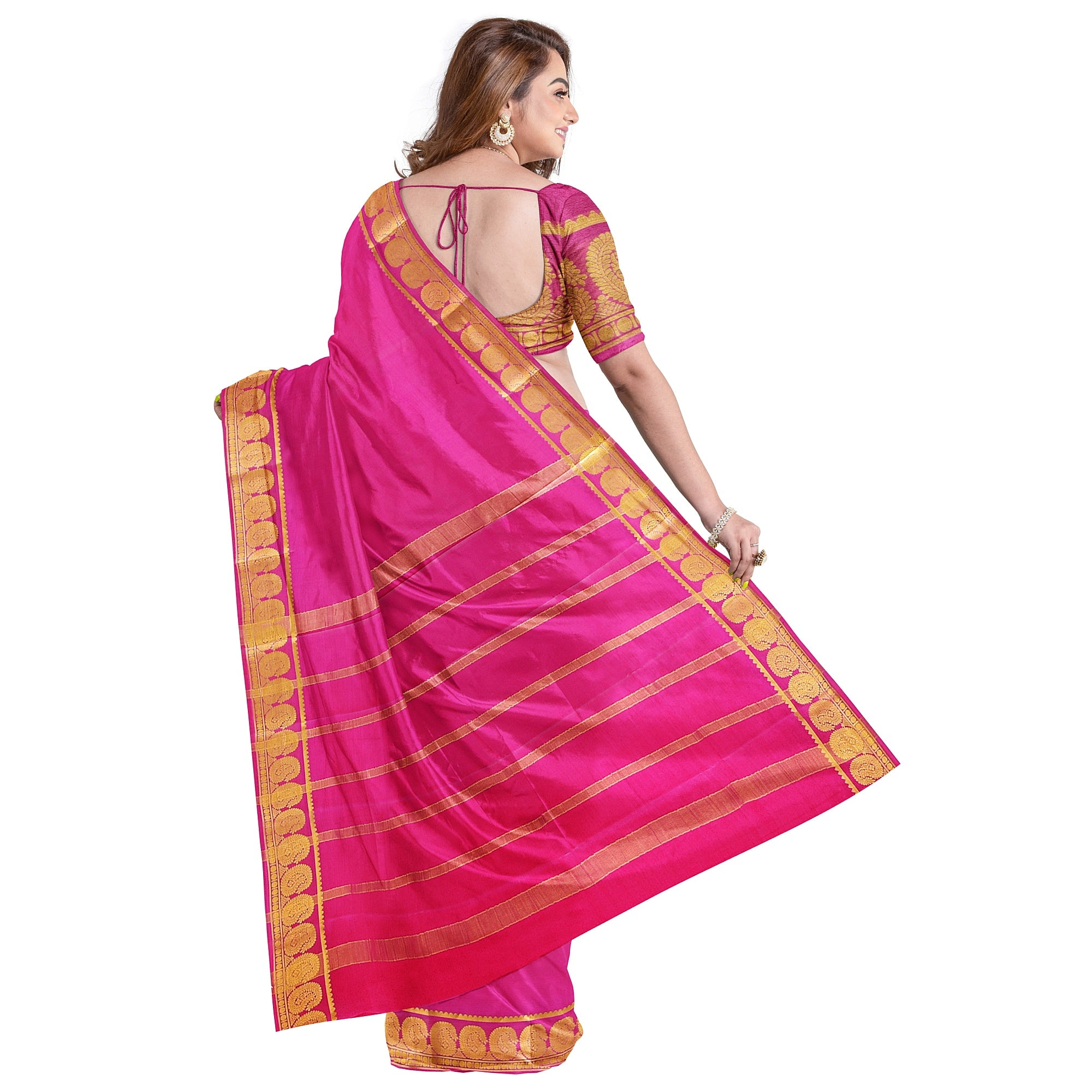 Light Pink Mysore Silk Saree with Mango Zari Border